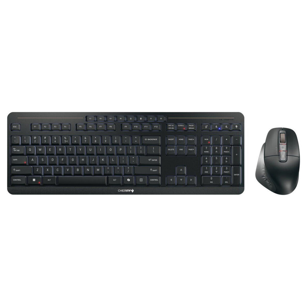 Cherry stream desktop ultimate draadloze desktopset (zwart, us lay-out (qwerty), sx-schaartechnologie, 100%, 4000 dpi, white leds, abs, 2.4 ghz bluetooth usb)