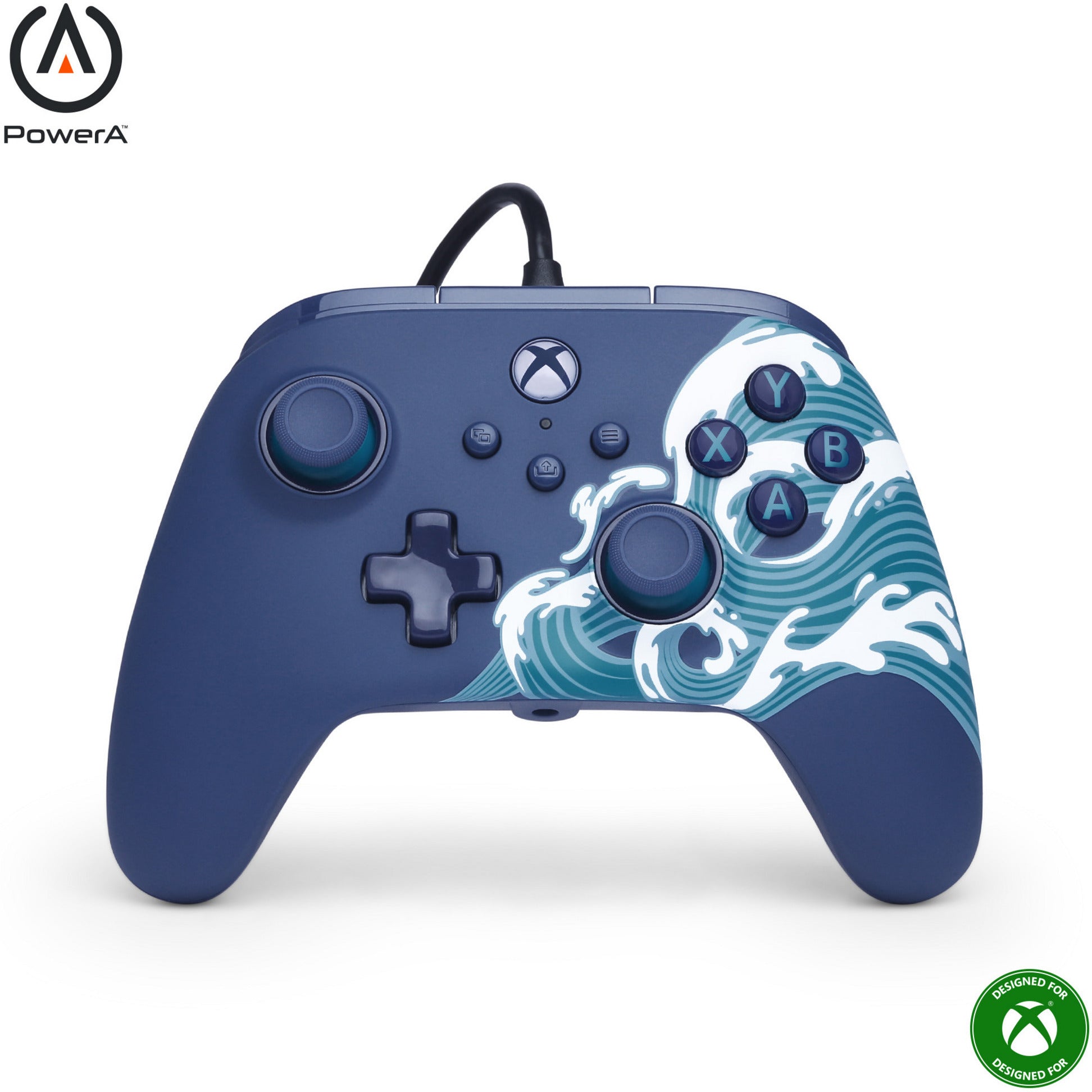 Powera advantage controller met kabel voor de xbox series x|s - watergolf (azuurblauw, xbox series x|s, xbox one, pc)