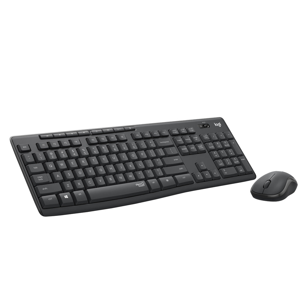 Logitech mk295 silent wireless keyboard and mouse combo desktopset (zwart, us-international lay-out (qwerty), 100%)