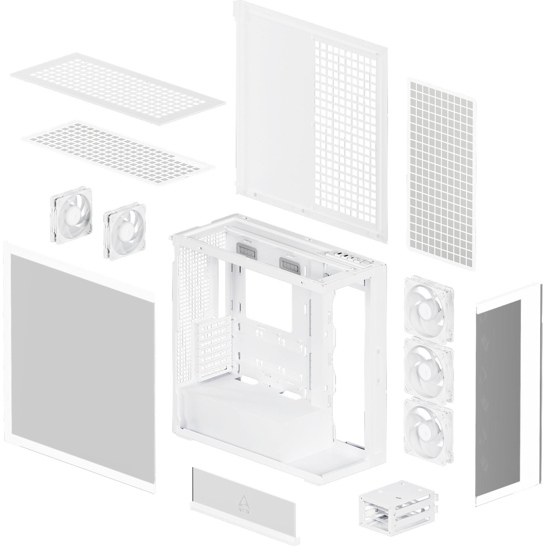 Arctic xtender midi tower behuizing (wit | 2x usb-a | 1x usb-c | rgb | tempered glass)