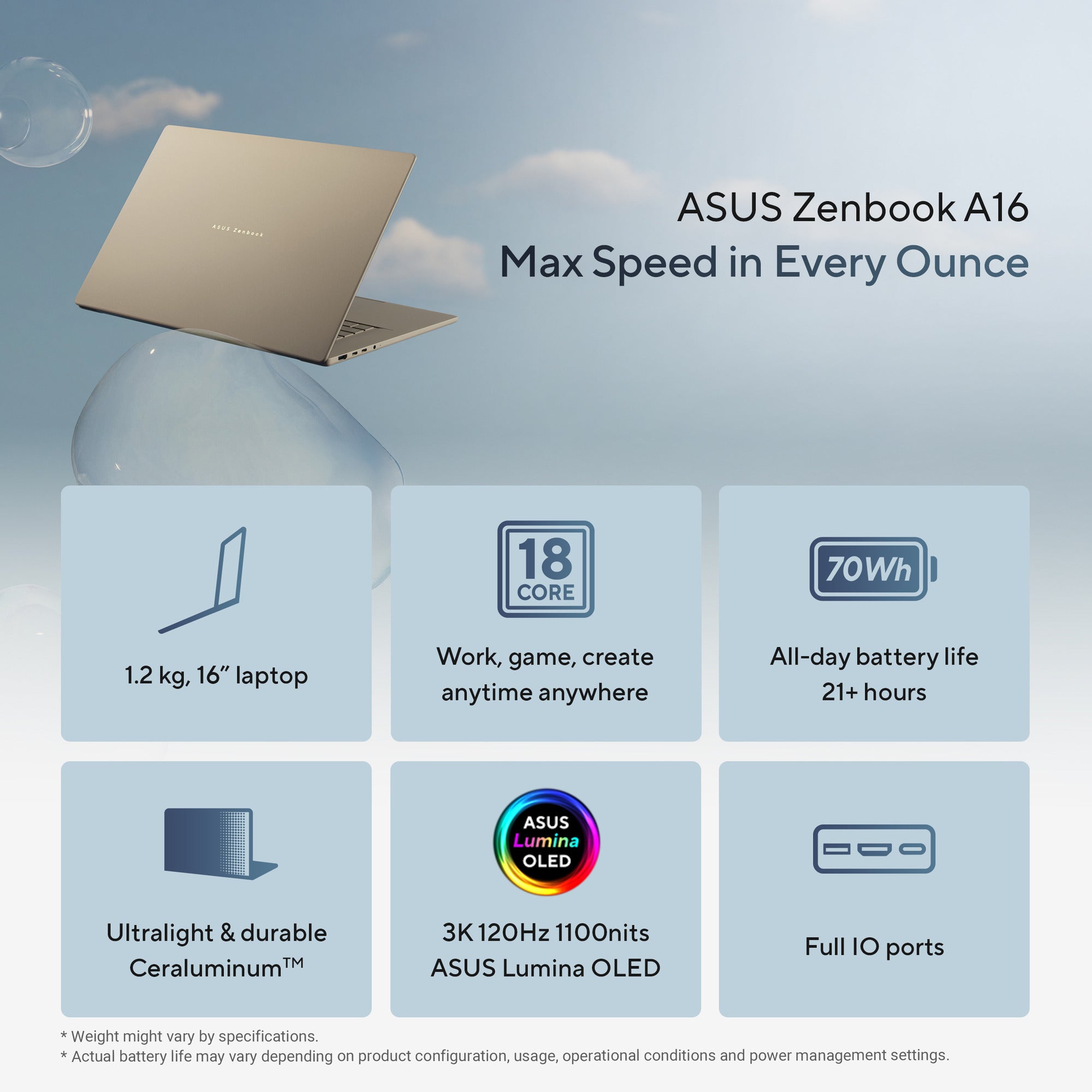 Asus zenbook a16 ux3607oa-sq013w 16 copilot+ laptop (beige | snapdragon x2e-94-100 | qualcomm adreno | 48 gb | 1 tb ssd | oled)