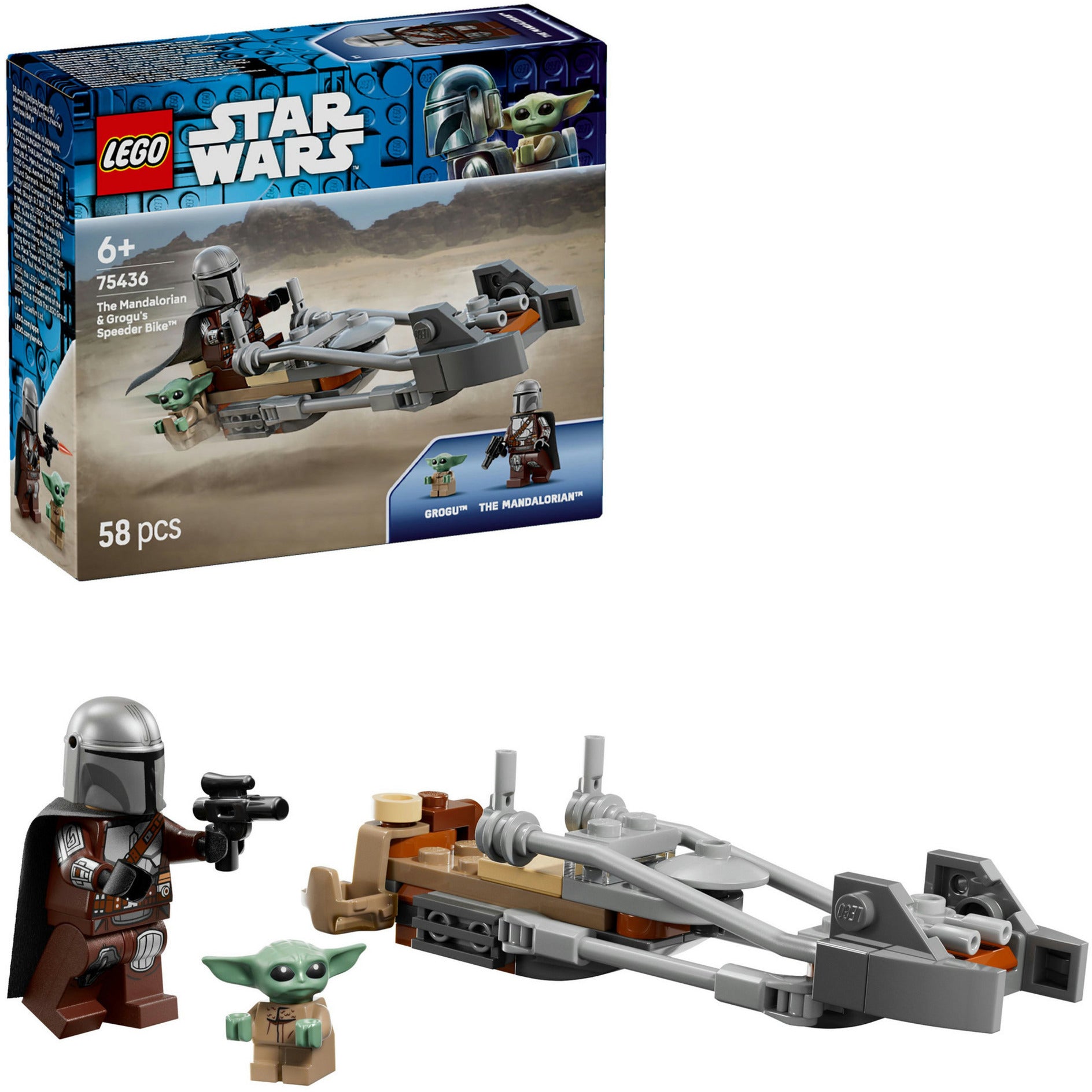 Lego star wars - de mandalorian en grogu's speederbike constructiespeelgoed (75436)