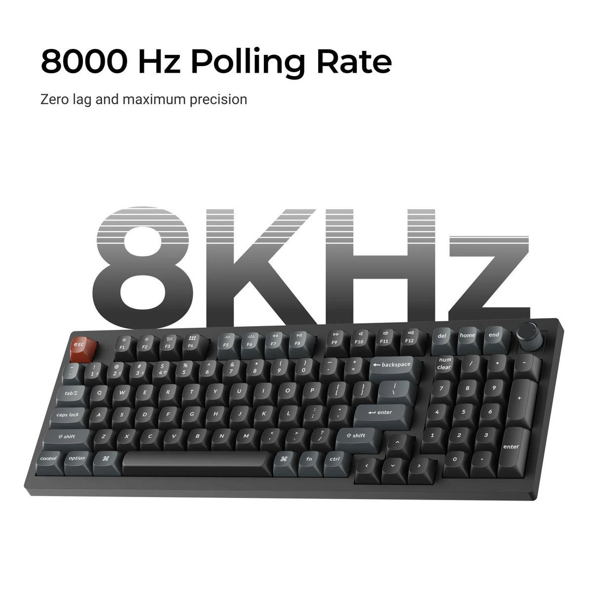Keychron v5 ultra 8k wireless custom mechanical keyboard (zwart, us lay-out (qwerty), silk pom brown, 96%, rgb, hot swap, 2.4 ghz | bluetooth 5.3 | usb-c)