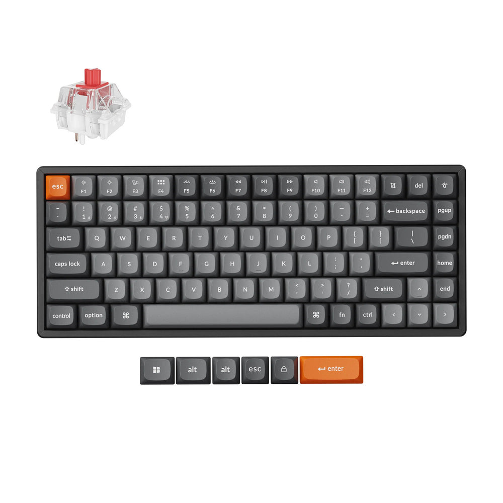 Keychron k2 max-j1 rgb mechanisch toetsenbord (zwart, us lay-out (qwerty), super red, 75%, rgb leds, osa double-shot pbt, hot swap, 2.4ghz | bluetooth 5.1 | usb-c)