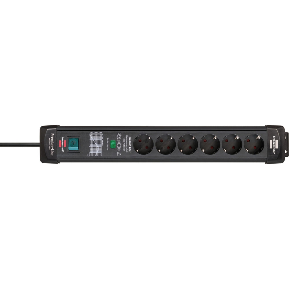 Brennenstuhl premium-line overspannings- beveiliging 26000a 6-voudig zwart 1,8m h05vv-f 3g1,5