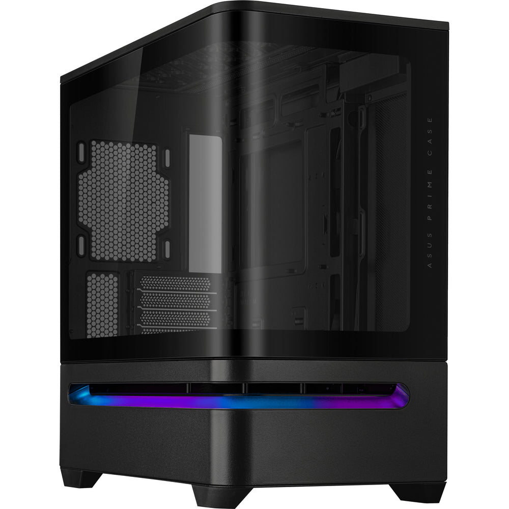 Asus prime ap202 midi tower behuizing (zwart | 2x usb-a | 1x usb-c | rgb | tempered glass)