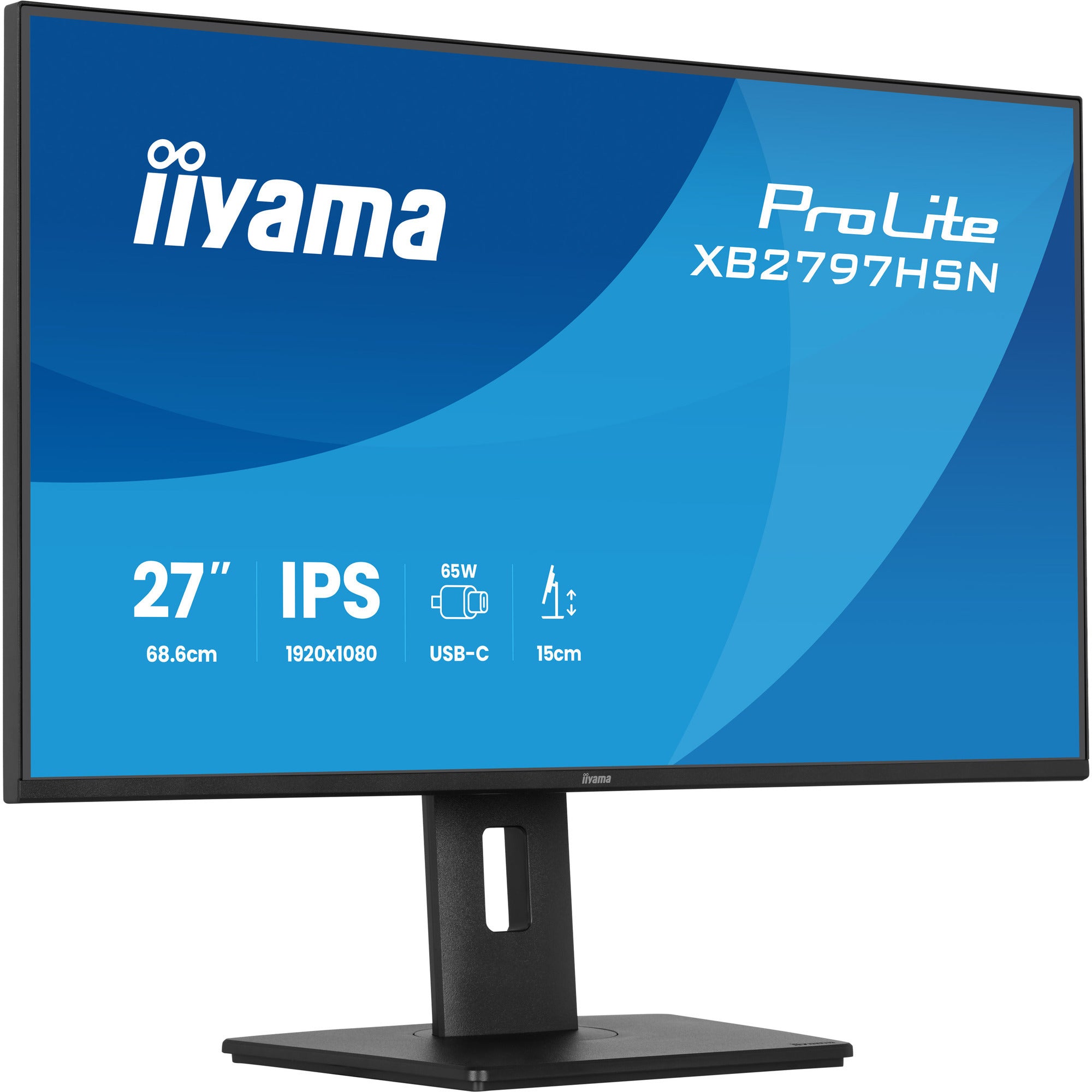 Iiyama prolite xb2797hsn-b1 27 monitor (zwart, 100 hz, hdmi, displayport, usb-c, lan, audio)