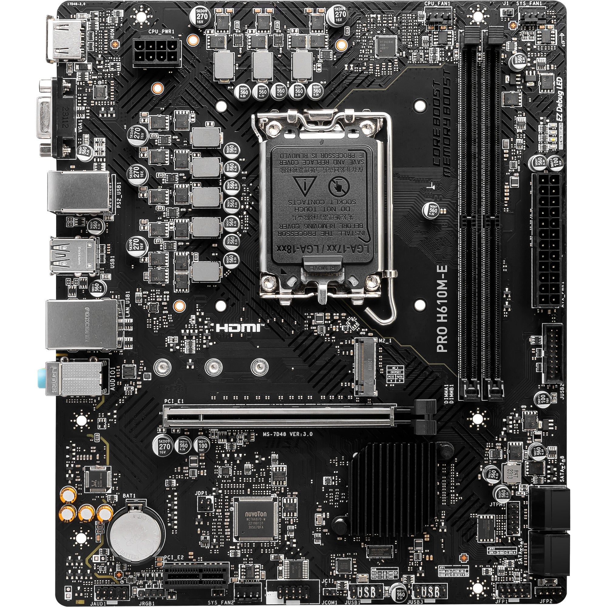 Msi pro h610m-e socket 1700 moederbord (gb-lan, sound, µatx)