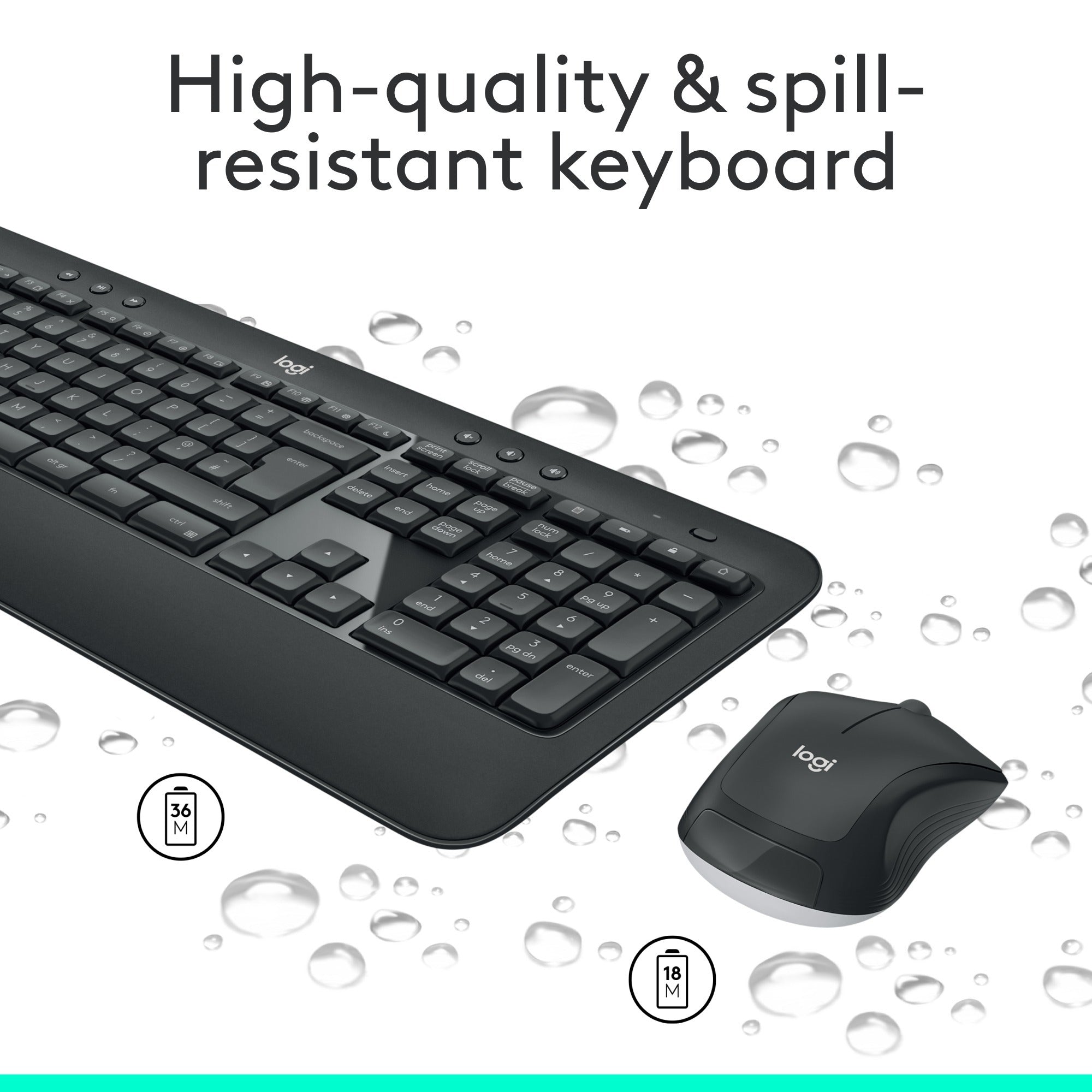Logitech mk540 advanced - draadloze toetsenbord- en muiscombinatie, desktopset (donkergrijs, eu lay-out (qwerty), 1000 dpi)