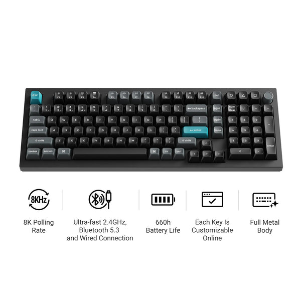Keychron q5 ultra-m3 8k wireless custom mechanical keyboard (wit, us lay-out (qwerty), silk pom banana, 96%, rgb, hot swap, 8k, 2.4 ghz | bluetooth 5.2 | usb-c)