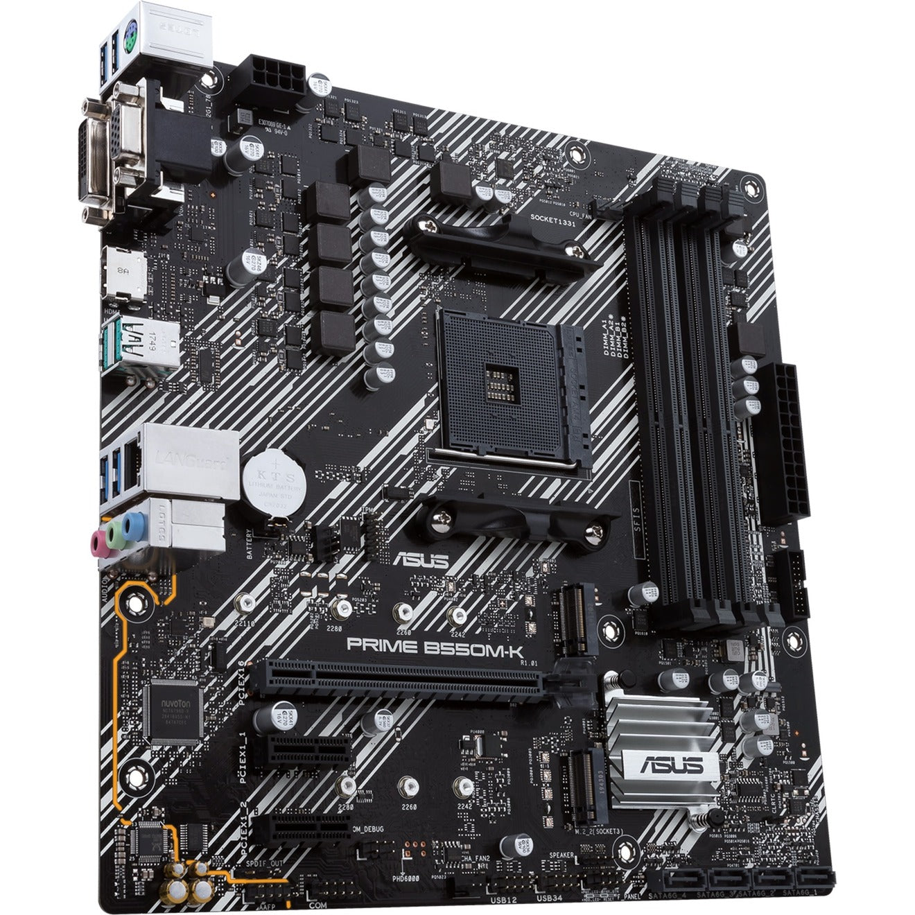 Asus prime b550m-k socket am4 moederbord (zwart wit, raid, gb-lan, sound, µatx)