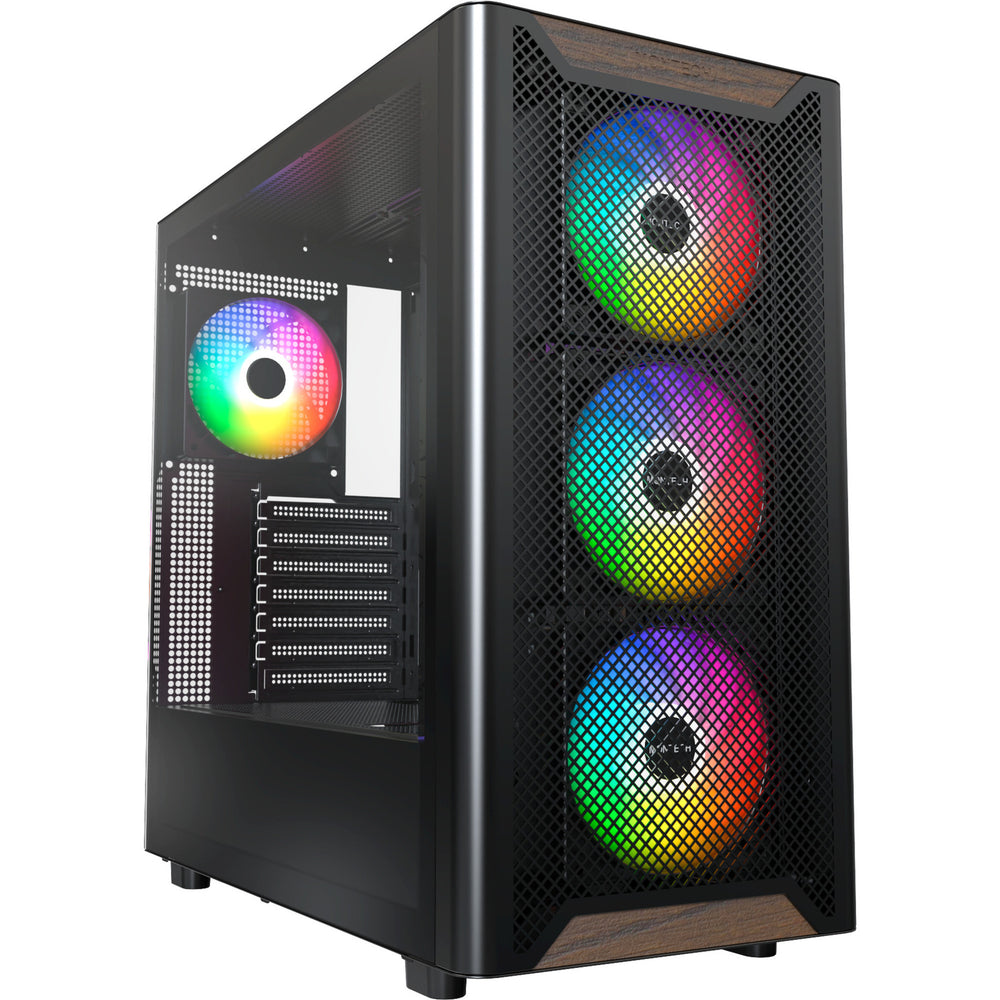 Montech xr wood midi tower behuizing (zwart | 1x usb-a | 1x usb-c | rgb | window)