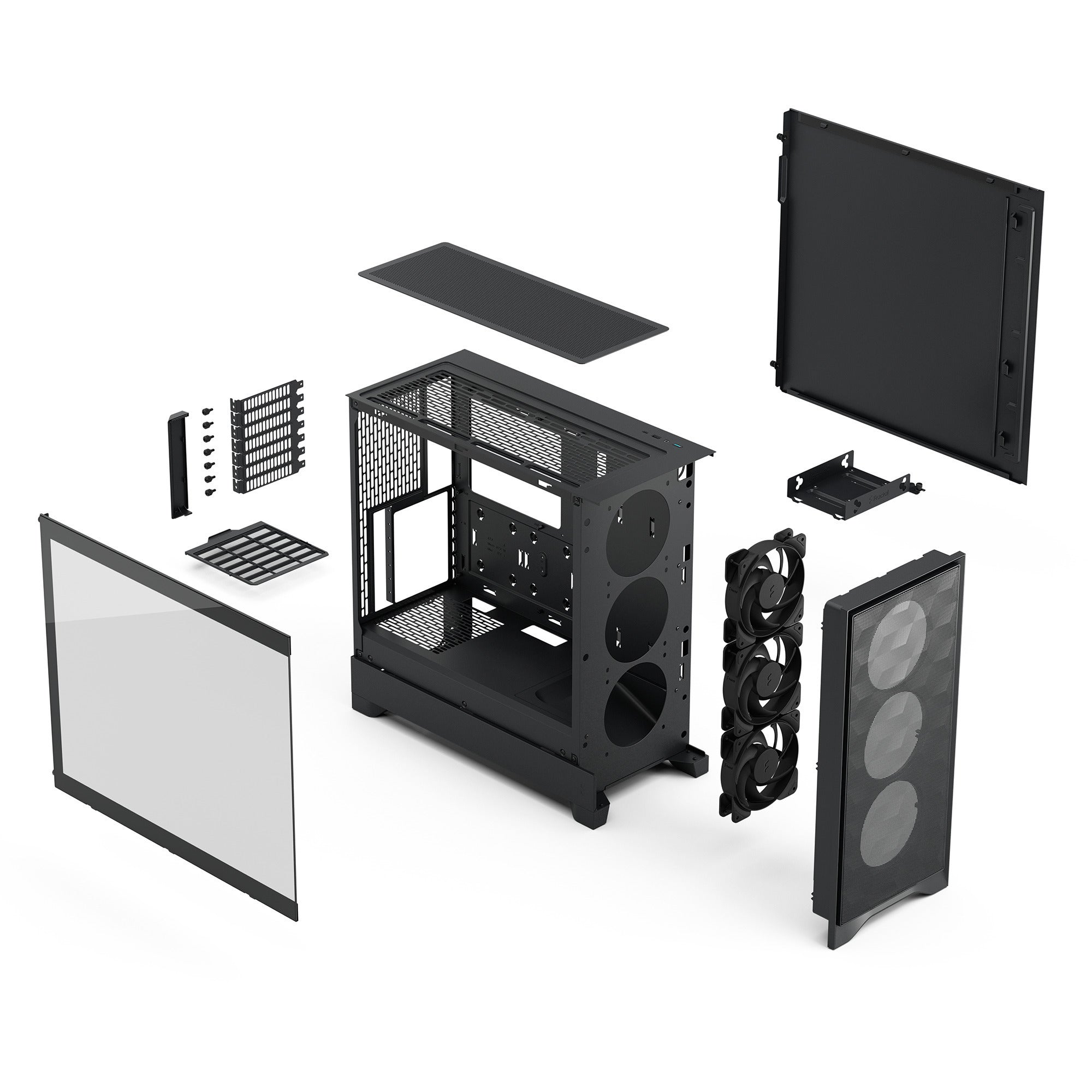 Fractal design pop 2 air midi tower behuizing (zwart | 1x usb-a | 1x usb-c | tempered glass)