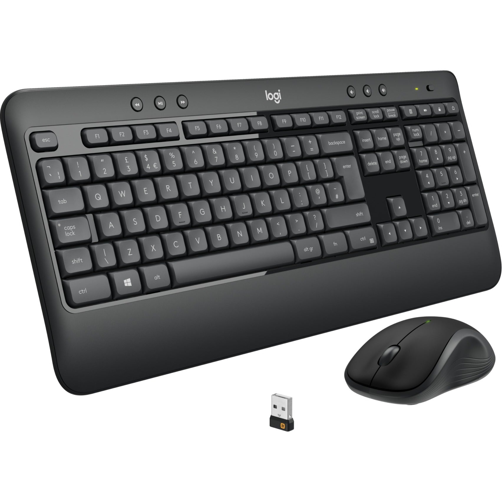 Logitech mk540 advanced - draadloze toetsenbord- en muiscombinatie, desktopset (donkergrijs, eu lay-out (qwerty), 1000 dpi)