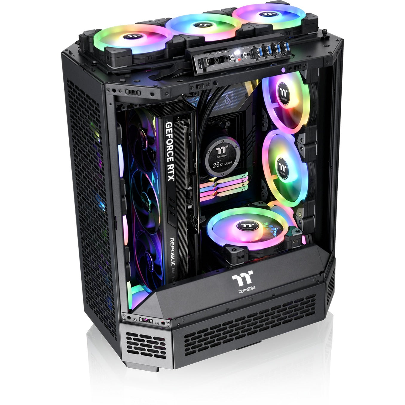 Thermaltake the tower 600 midi tower behuizing (zwart | 4x usb-a | 1x usb-c | tempered glass)
