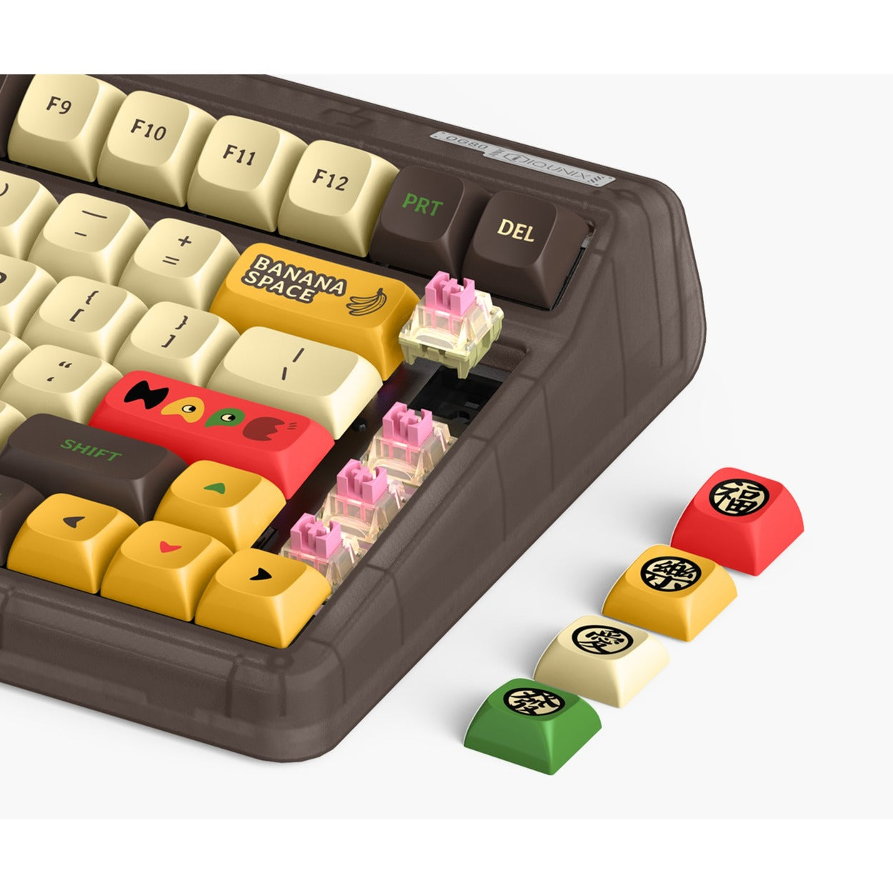 Iqunix og80 happy ape wireless mechanical keyboard, gaming toetsenbord (zwart, us lay-out, iqunix moonstone, rgb leds, 80% (tkl), hot-swappable, pbt, 2.4ghz | bluetooth 5.1 | usb-c)