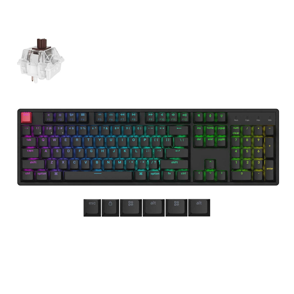 Keychron k10x-c3 rgb mechanisch toetsenbord (zwart, us lay-out (qwerty), super brown, 100%, rgb, cherry double-shot pbt keycaps, bluetooth usb-c)