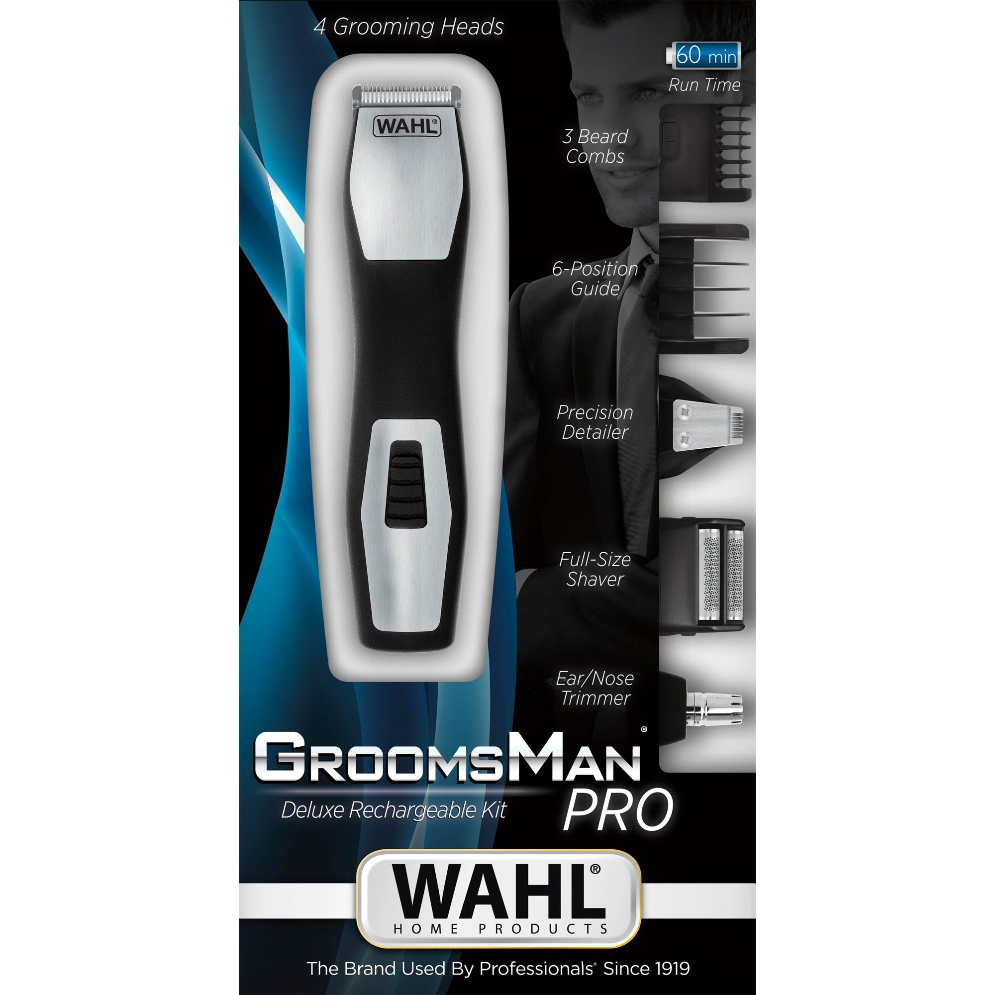 Wahl home products groomsman pro baardtrimmer (zwart zilver)
