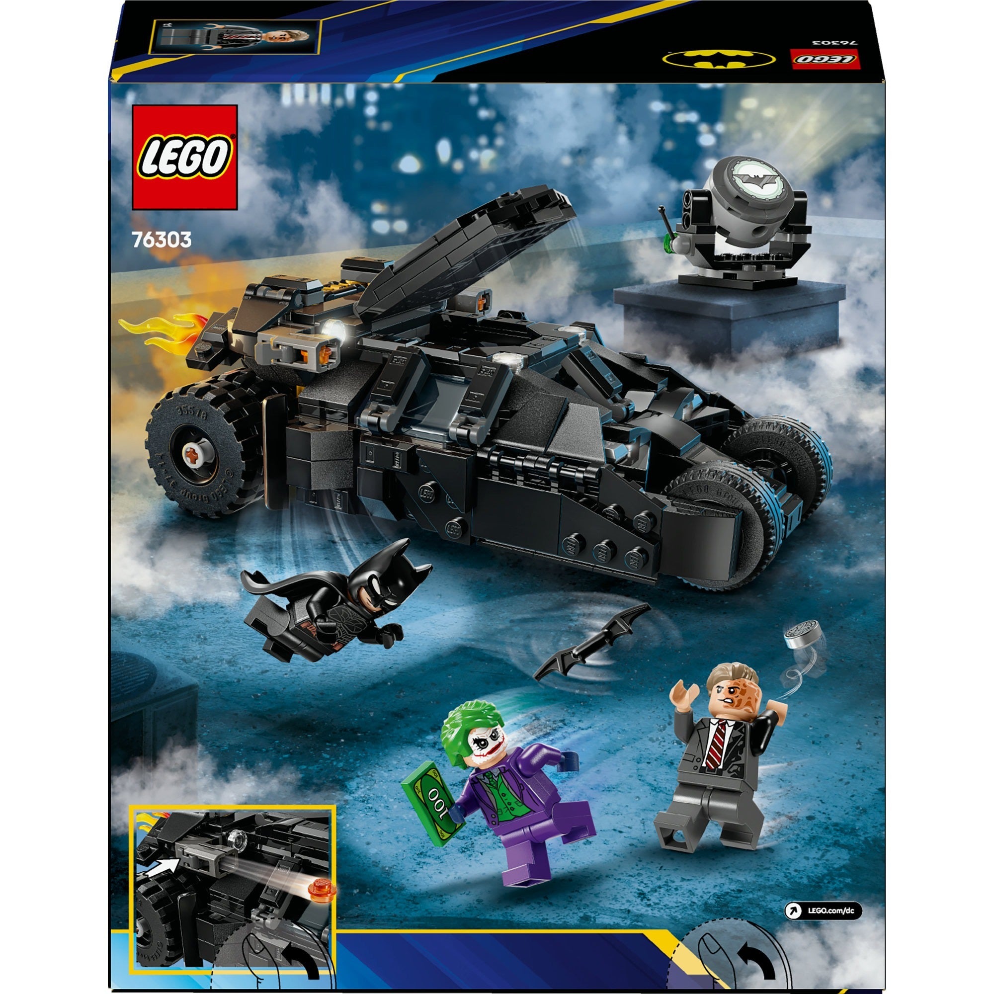 Lego dc 76303 batman tumbler vs. two-face en de joker