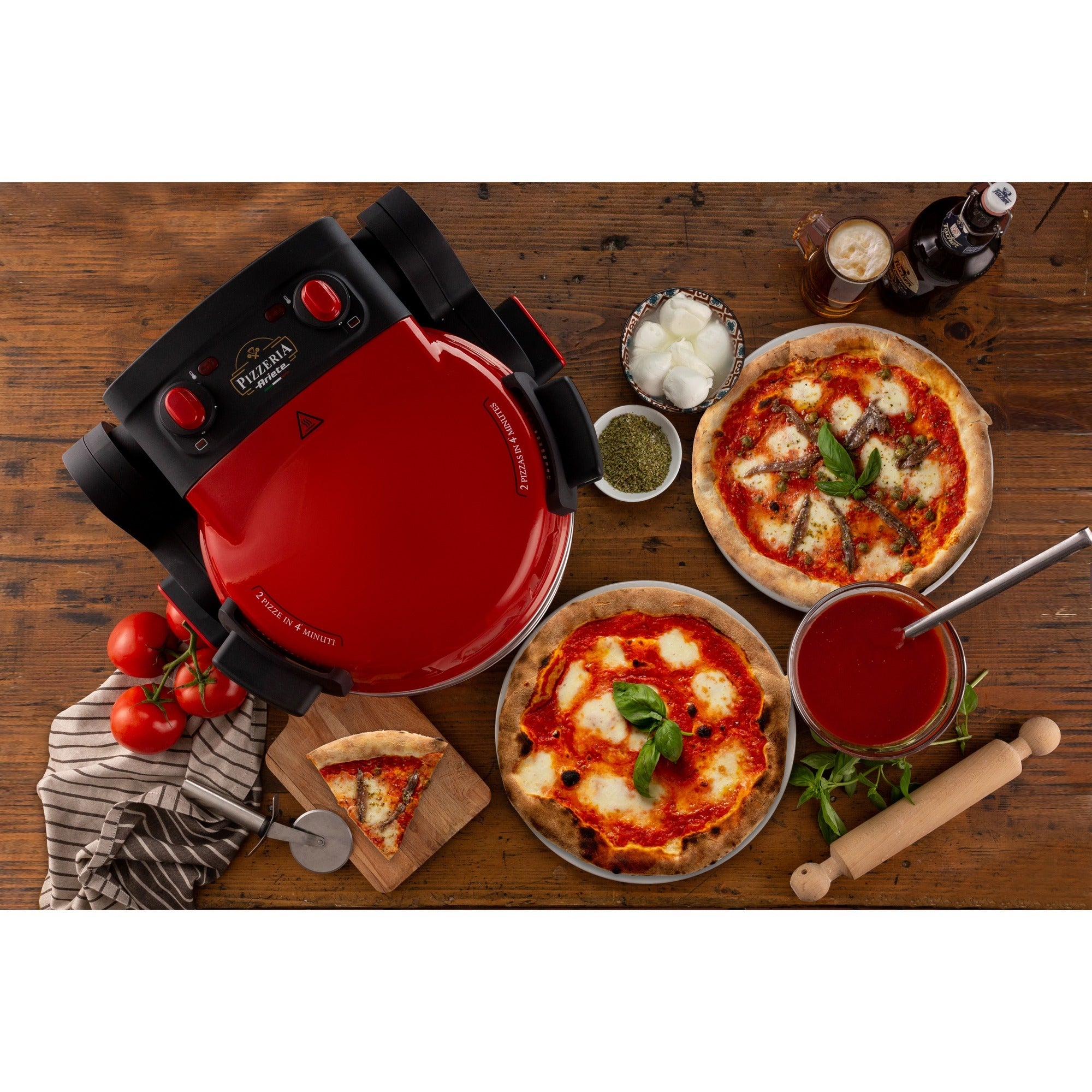 Ariete dubbele pizzaoven 0927 00 (rood)