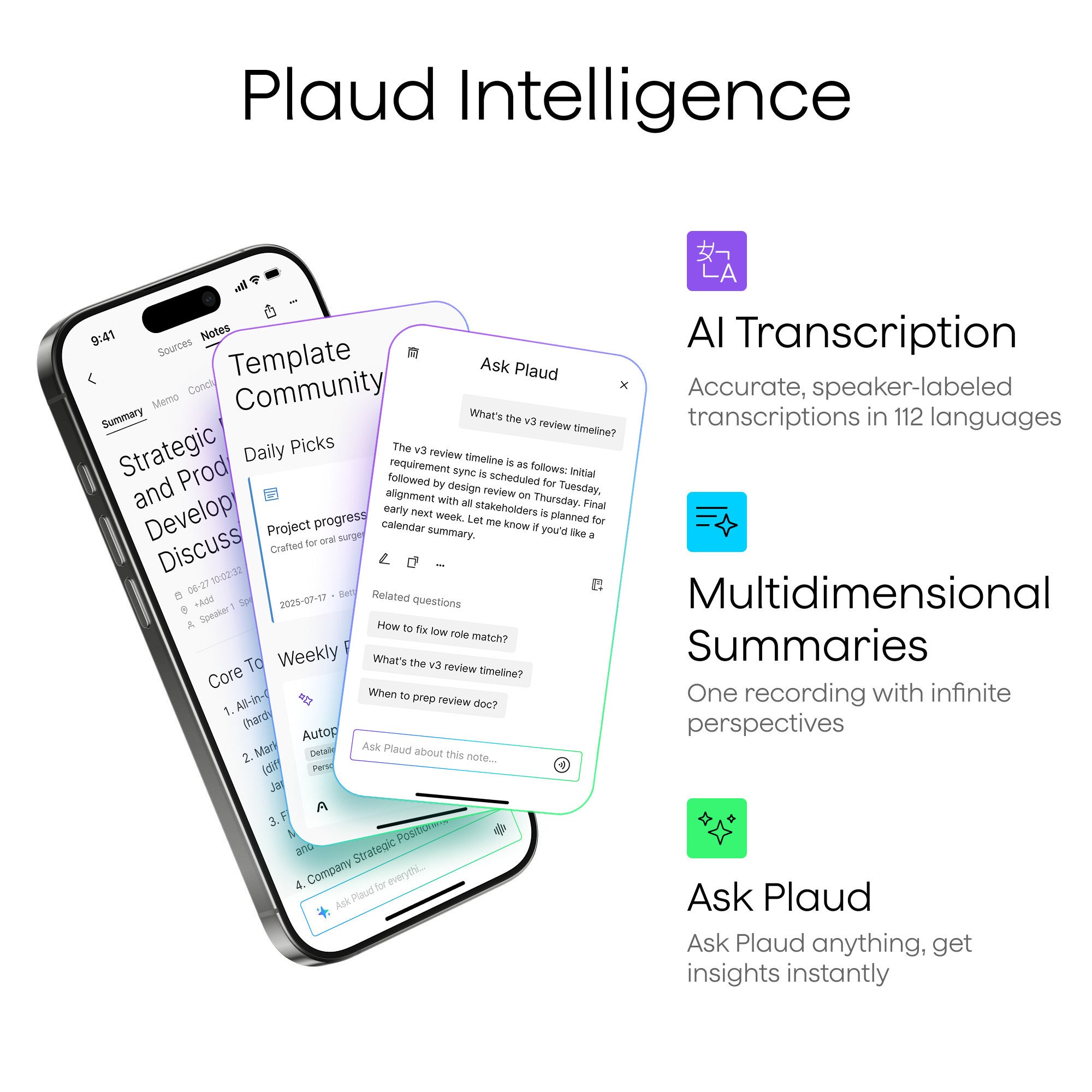 Plaud note pro dicteerapparaat (zilver, 64 gb, bluetooth (ble 5.4), dual-band wi-fi (2.4ghz 5ghz))
