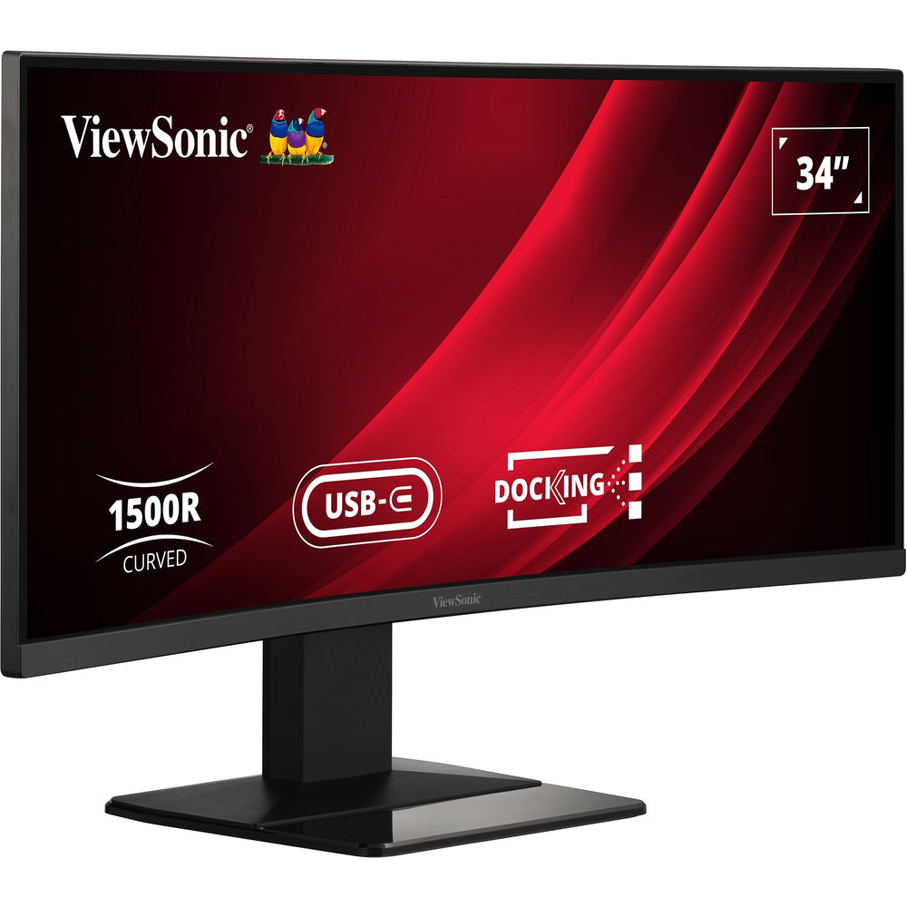 Viewsonic uwqhd curved docking monitor met kvm-switch vg3419c 34 ultrawide (zwart (mat), 1x hdmi, 1x displayport, usb-a, usb-b, usb-c, lan, audio)