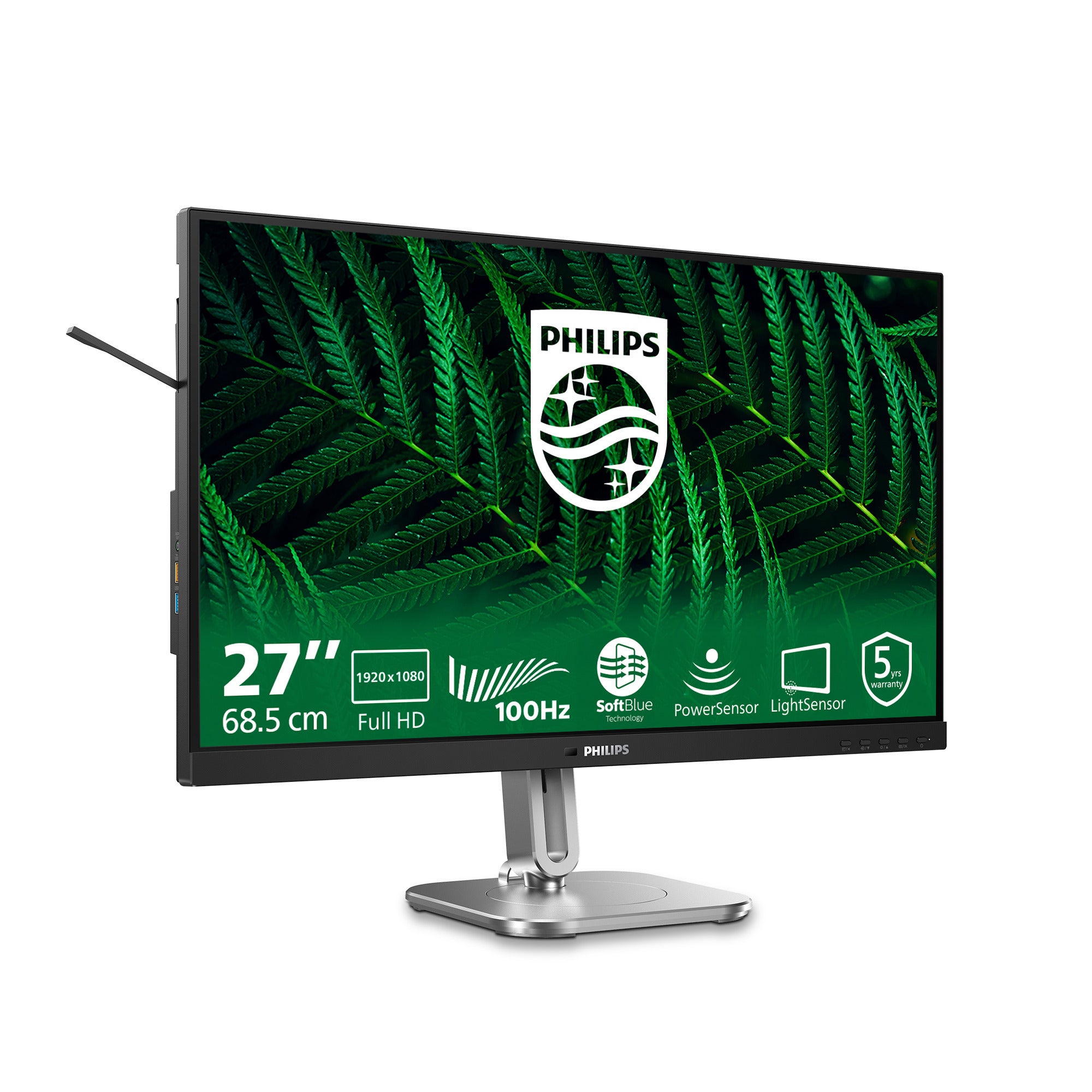 Philips 27b2g5200 27 monitor (zilver zwart, vga, hdmi, displayport, usb, audio, 100 hz)