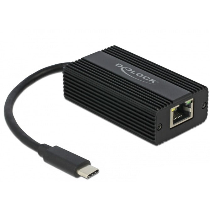 Delock usb-c male > 2.5 gigabit lan adapter (zwart, 0,135 meter)