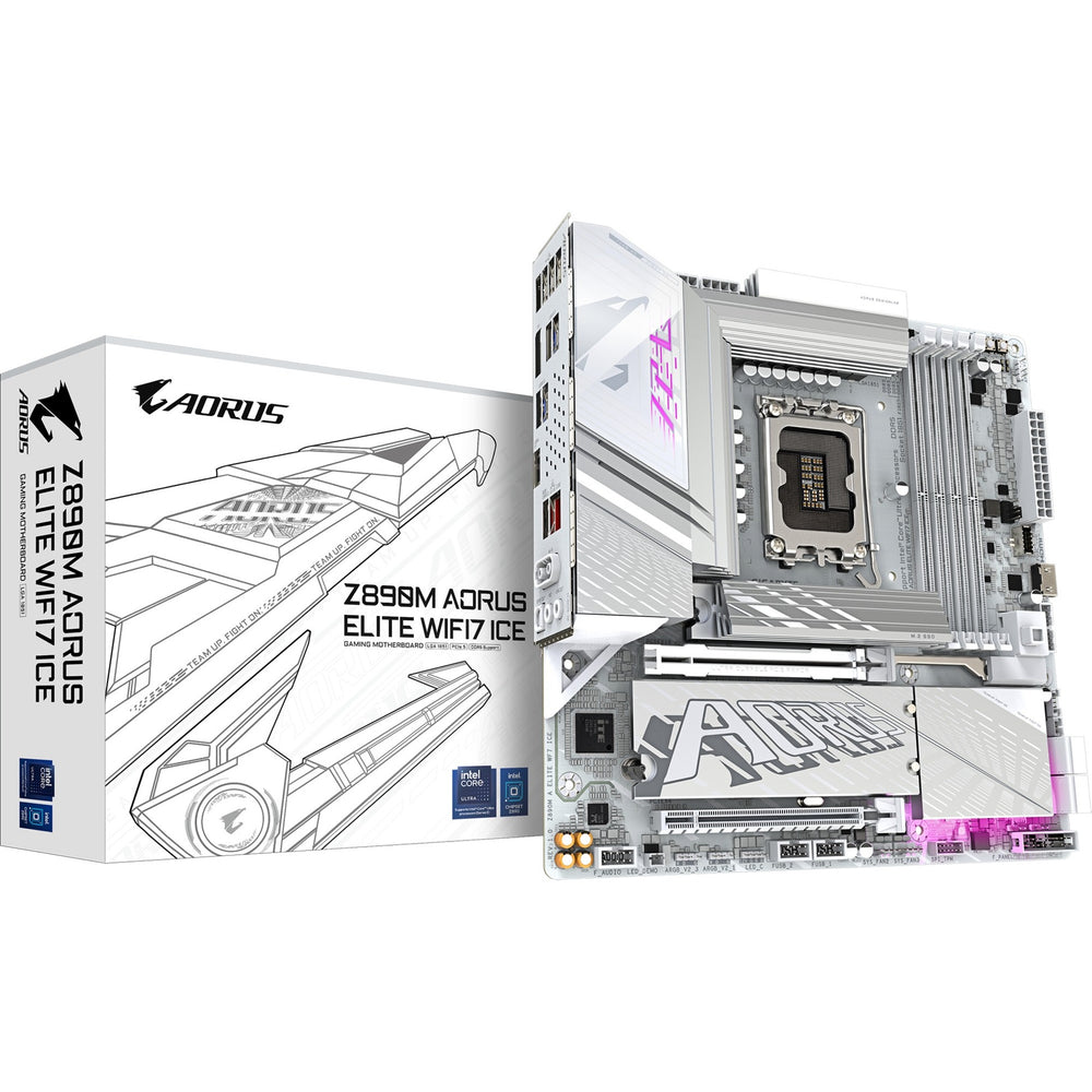 Gigabyte z890m aorus elite wf7 ice socket 1851 moederbord (raid, 2.5gb-lan, wi-fi 7, bt, sound, µatx)