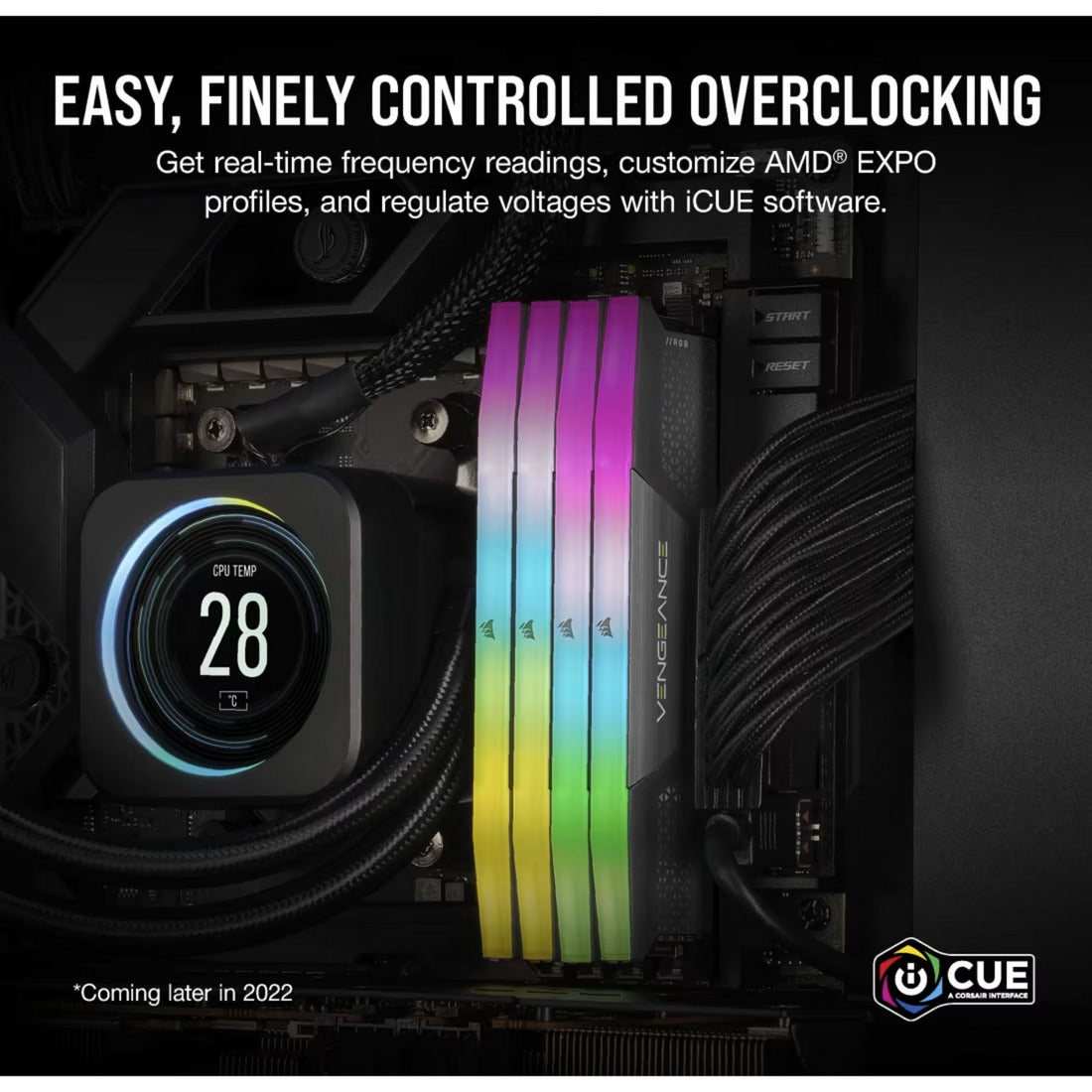 Corsair vengeance rgb 32 gb ddr5-6000 (2x 16 gb) werkgeheugen (zwart, cmh32gx5m2d6000z38, xmp, expo)