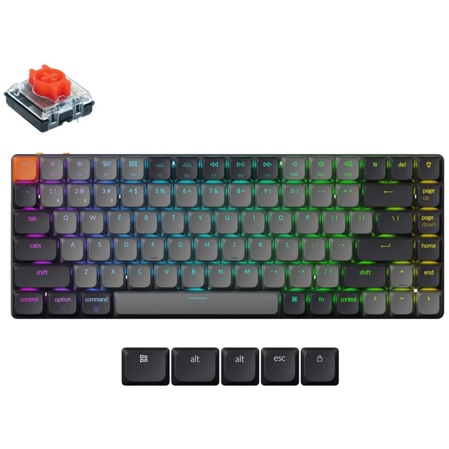 Keychron k3 qmk-b1 rgb mechanisch toetsenbord (zwart, us lay-out (qwerty), mechanical red, 80% (tkl), rgb leds, abs keycap, usb-c | bluetooth 5.2)
