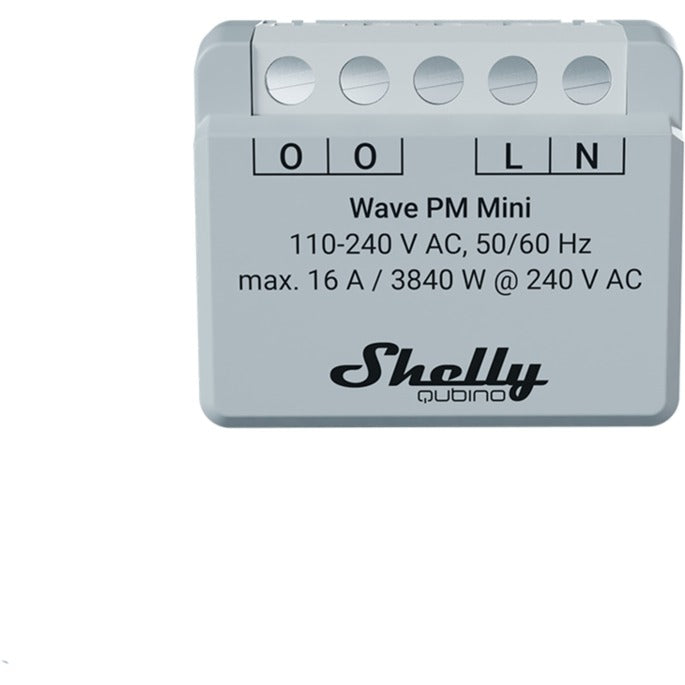 Shelly qubino wave pm mini relais (lichtgrijs wit, 1-kanaals, z-wave)