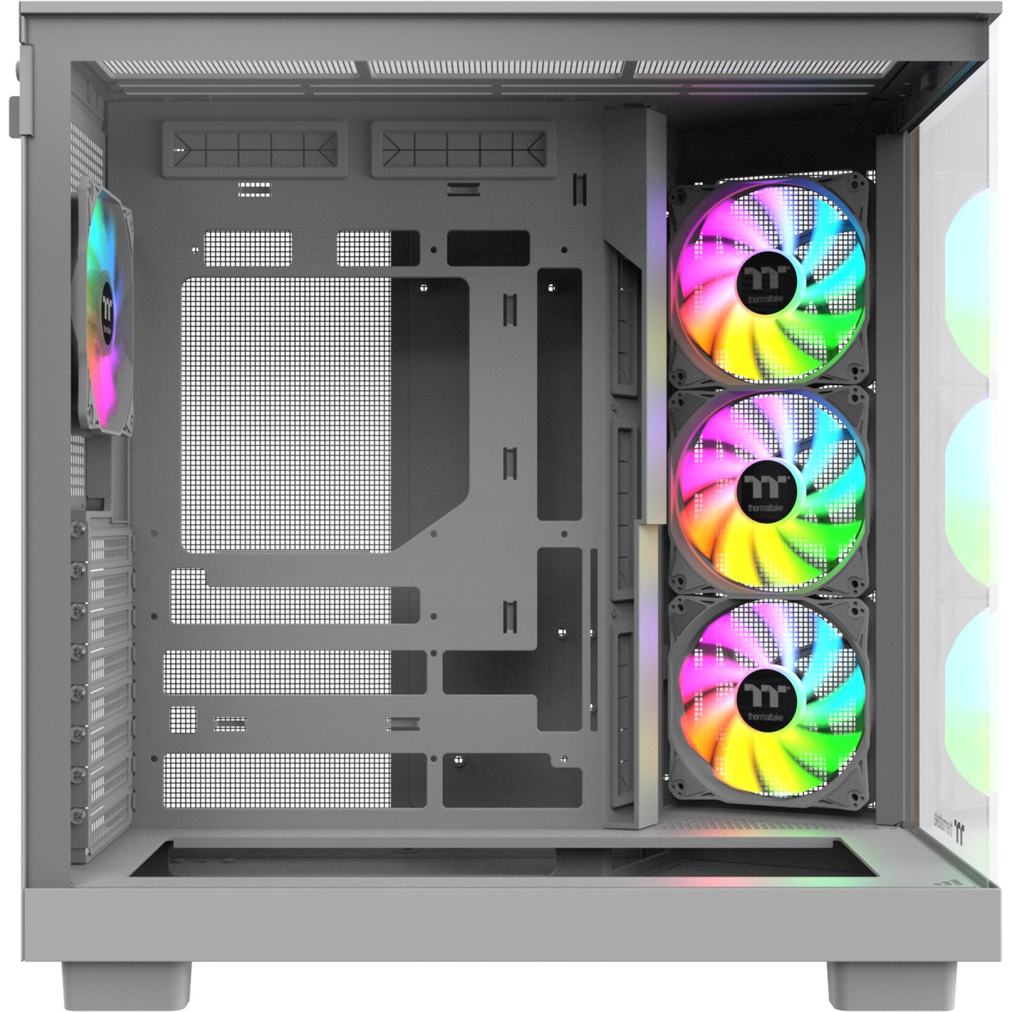 Thermaltake view 380 xl ws argb midi tower behuizing (wit houtkleur | 2x usb-a | 1x usb-c | rgb | tempered glass)