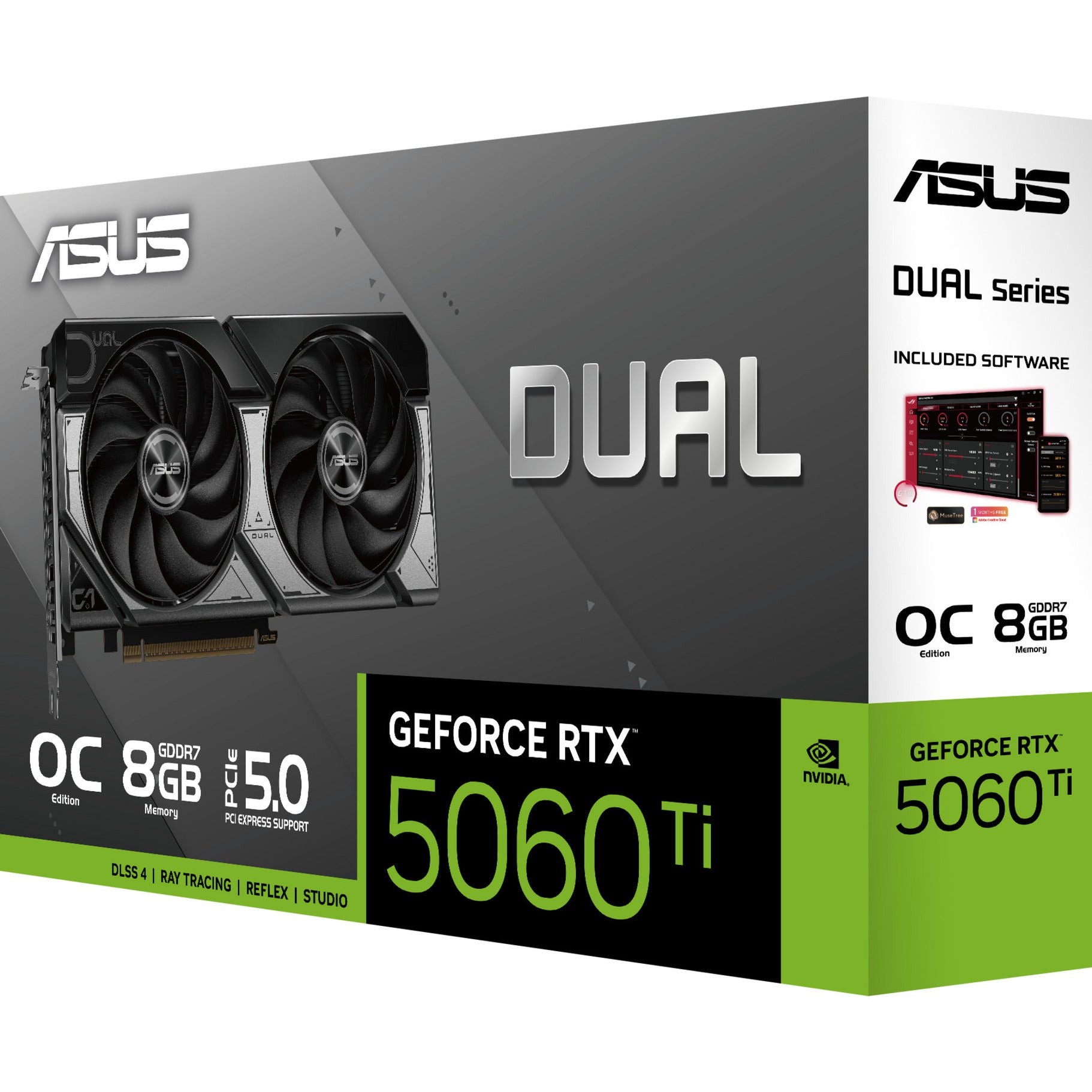 Asus dual geforce rtx 5060 ti oc 8g grafische kaart (zwart, 3x displayport, 1x hdmi)