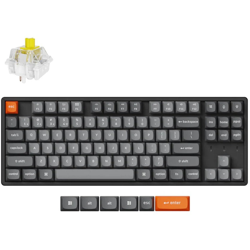 Keychron k8 max-j4 rgb mechanisch toetsenbord (zwart, us lay-out (qwerty), super banana, 80% (tkl), rgb leds, osa double-shot pbt, hot swap, usb-c | 2.4 ghz | bluetooth 5.1)