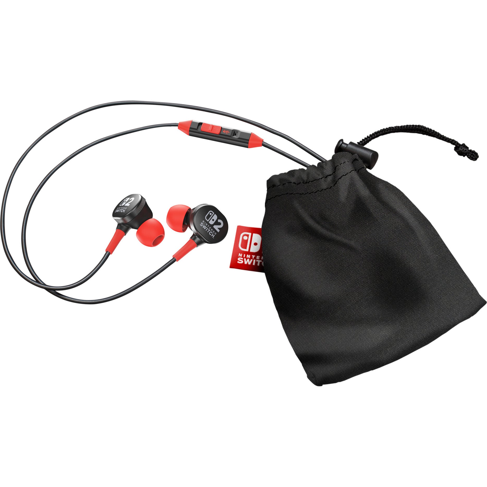 Powera bedrade oordopjes voor nintendo switch 2 in-ear (zwart rood, nintendo switch 2, nintendo switch, nintendo switch - oled model, nintendo switch lite)