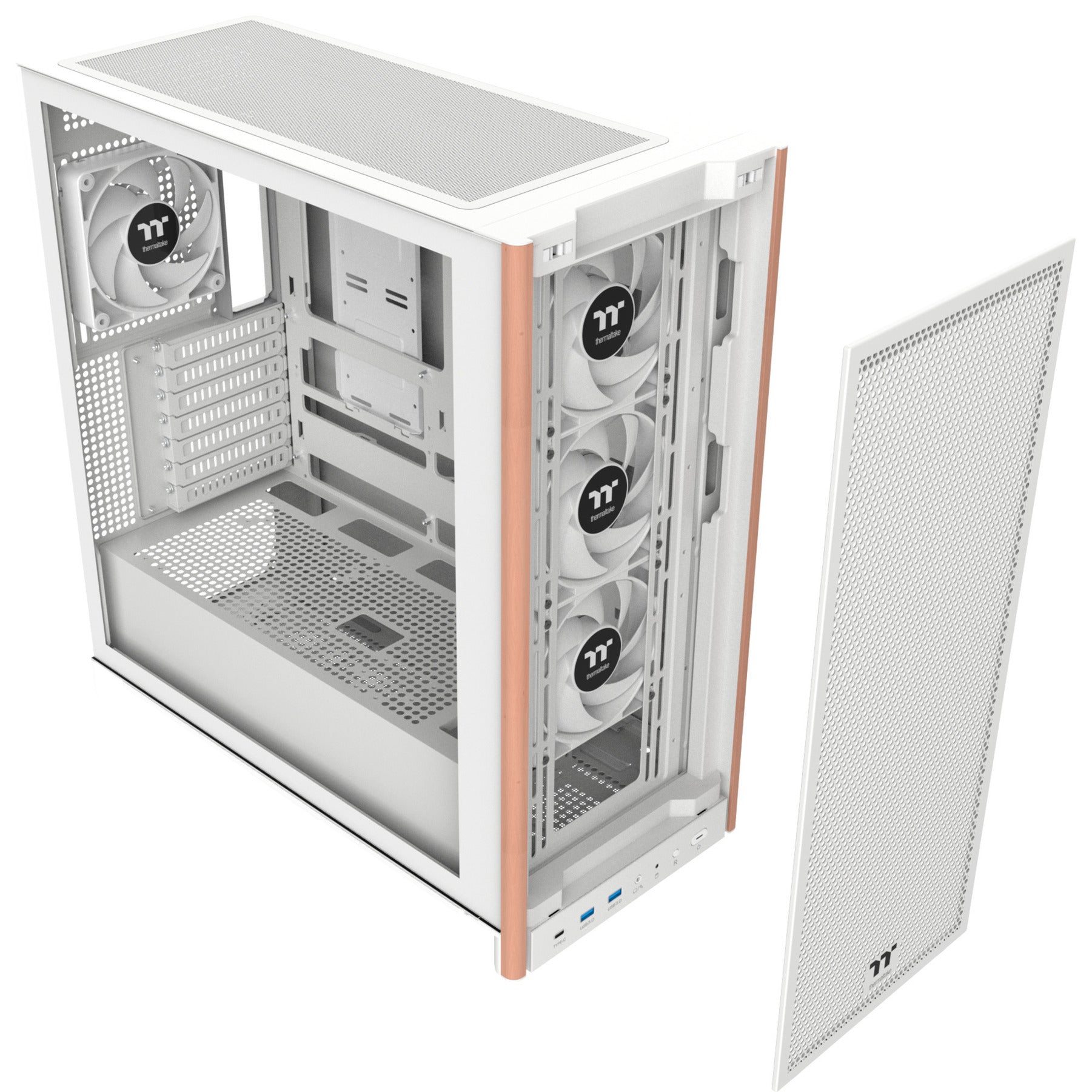 Thermaltake s370 ws snow midi tower behuizing (wit | 2x usb-a | 1x usb-c | tempered glass)