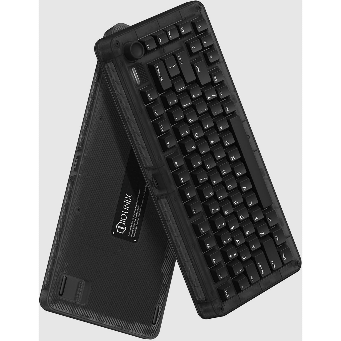 Iqunix zx75 dark side wireless mechanical keyboard, gaming toetsenbord (zwart, us lay-out, cherry mx red, rgb leds, 75%, hot-swappable, double-shot pbt, 2.4ghz | bluetooth 5.1 | usb-c)