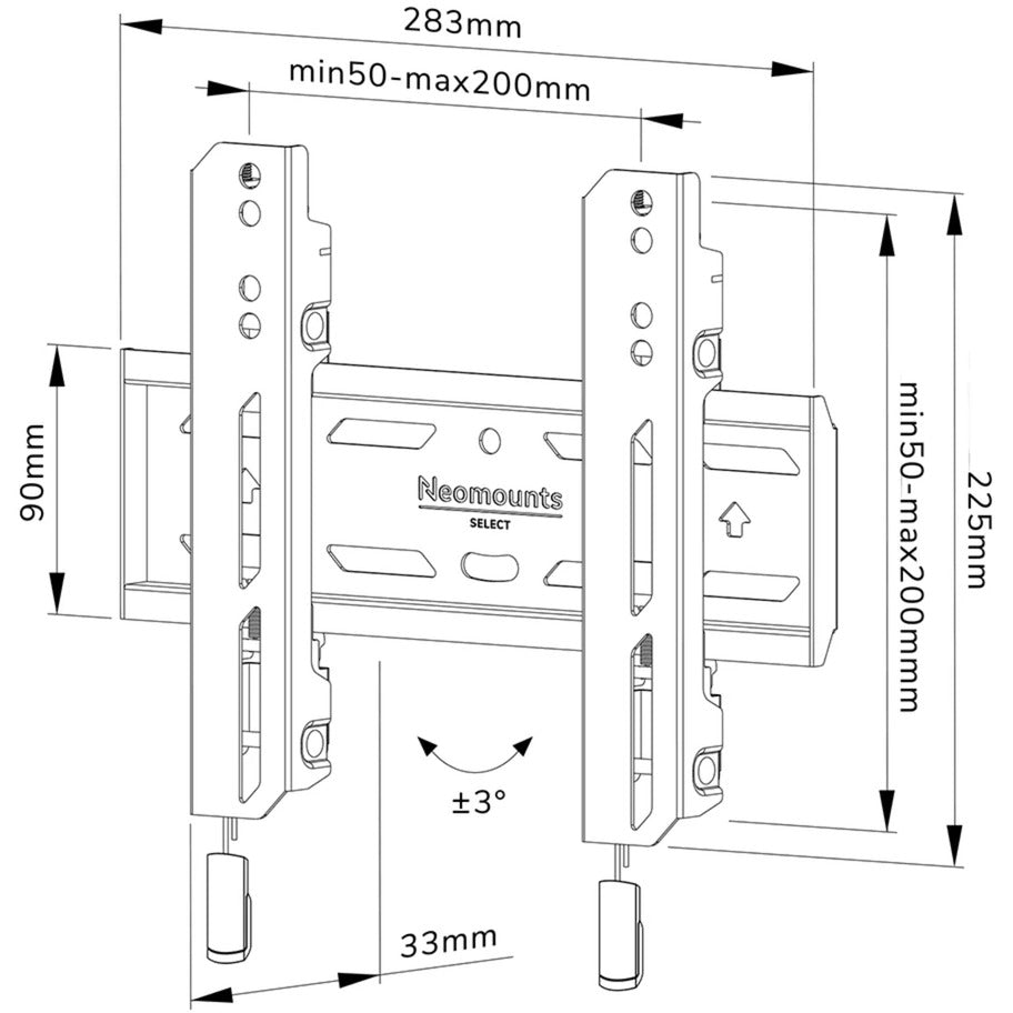 Neomounts select wl30s-850bl12 vlakke wandsteun bevestiging (zwart)