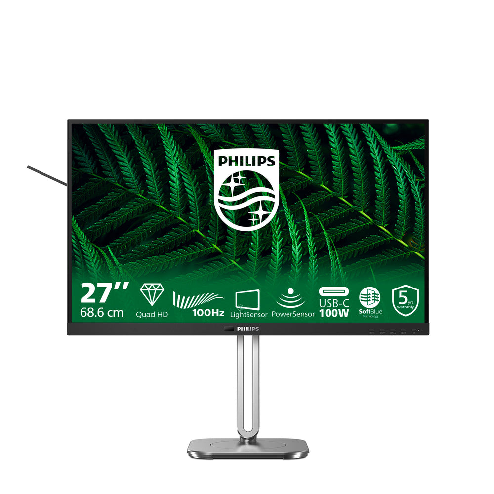 Philips 27b2g5601 27 monitor (zilver zwart, hdmi, displayport, usb, lan, audio)