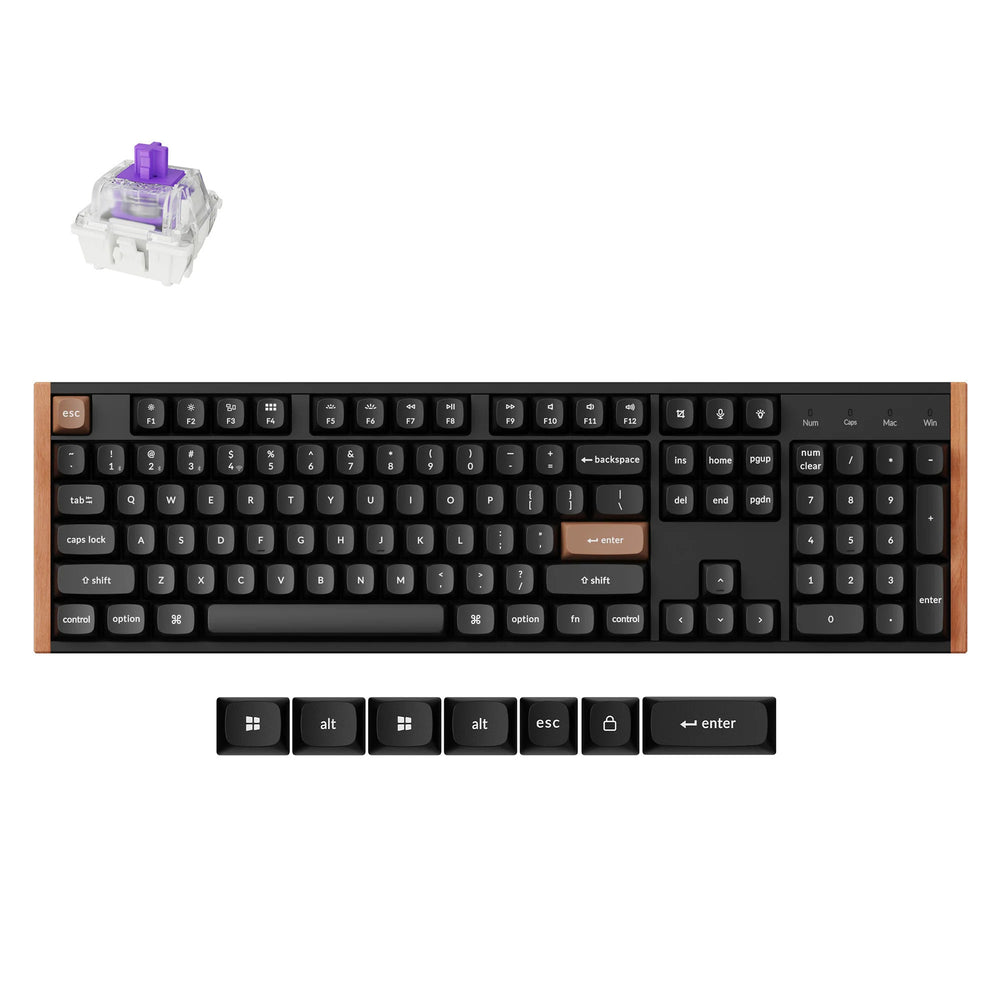 Keychron k10 he-f1 rgb mechanisch toetsenbord (zwart, us lay-out (qwerty), gateron double-rail magnetic nebula, 100%, rgb leds, osa double-shot pbt, hot swap, usb-c | 2.4 ghz | bluetooth 5.1)