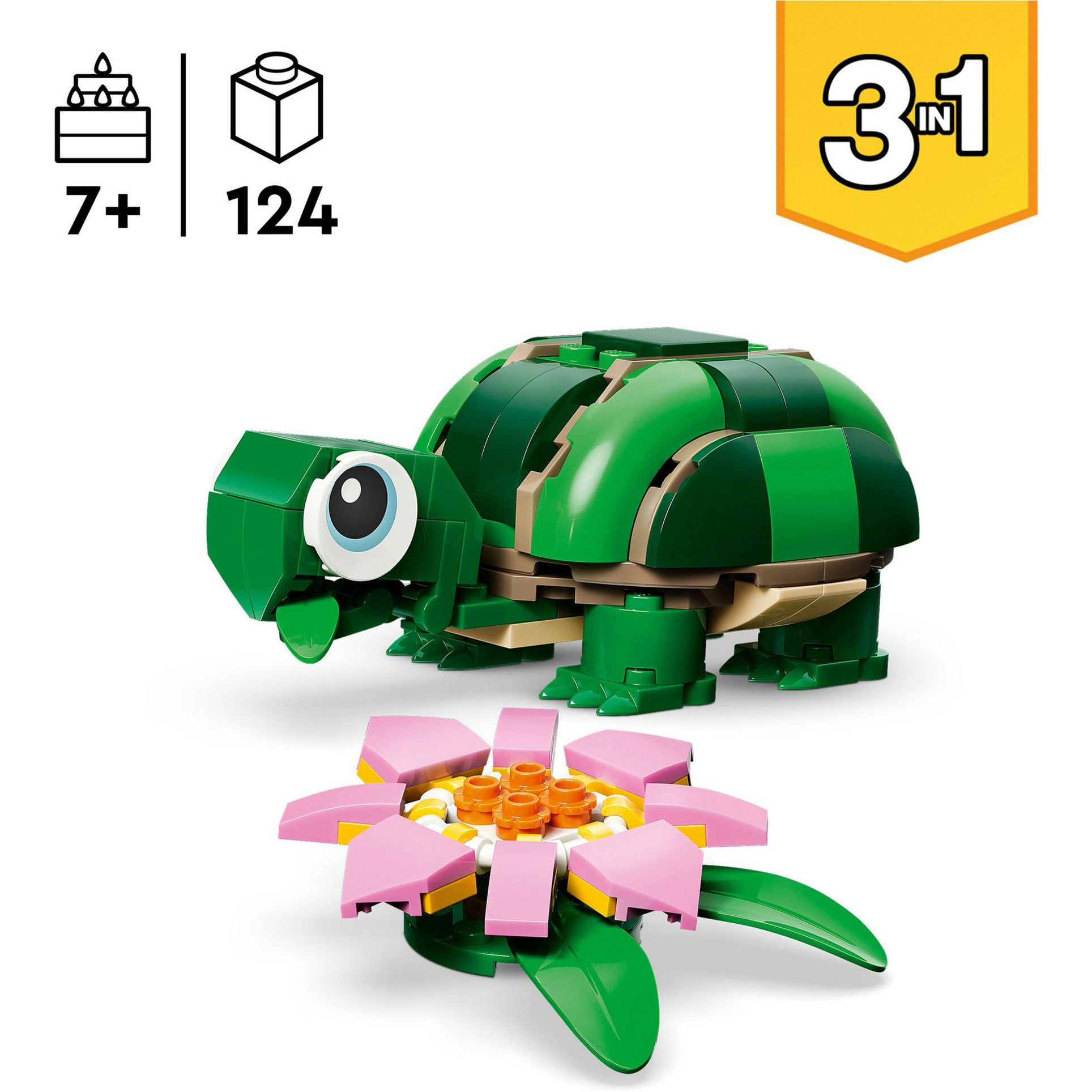 Lego ® creator 3in1 schildpad met waterlelie - speelgoedmodel - bouw om tot kameleon of kikker - 31377