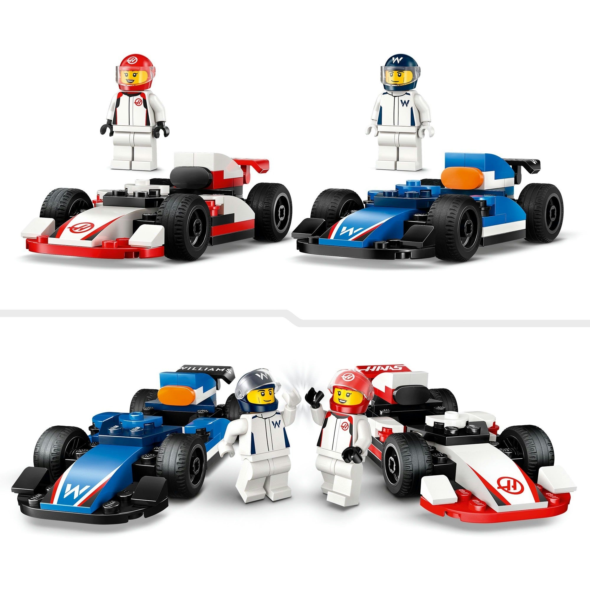 Lego city f1 williams racing en haas f1 racewagens - 60464