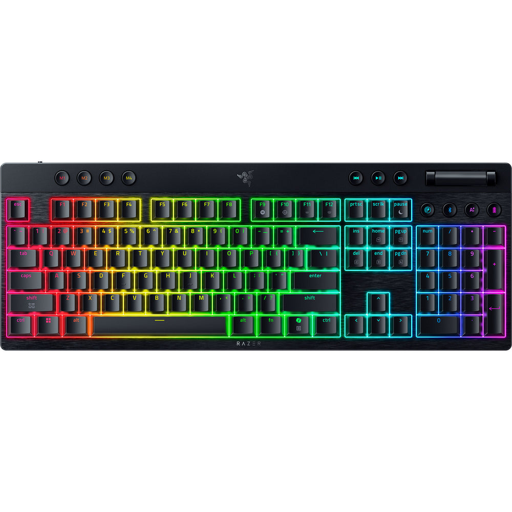 Razer blackwidow v4 hyperspeed mechanisch gaming toetsenbord (zwart, us lay-out (qwerty), low-profile green , 100%, double-shot pbt)