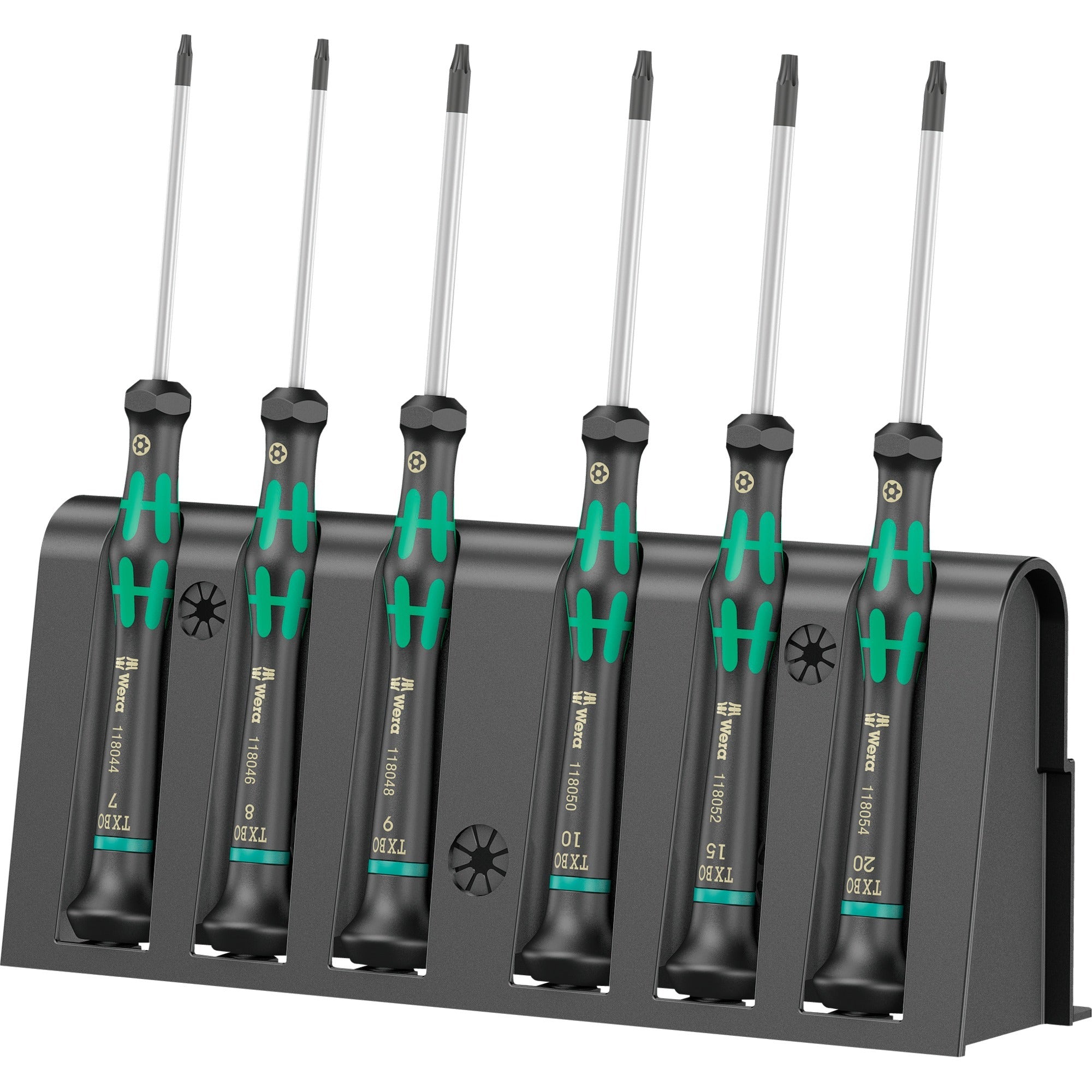 Wera 2067 6 elektronica torx bo schroevendraaierset + rek (zwart groen, 6-delig)