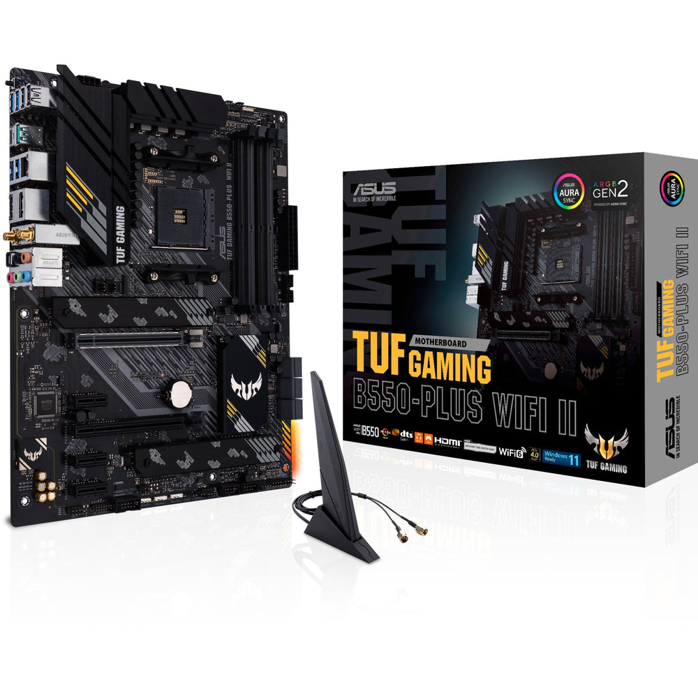 Asus tuf gaming b550-plus wifi ii socket am4 moederbord (zwart, raid, gb-lan, wi-fi 6, bt, sound, atx)