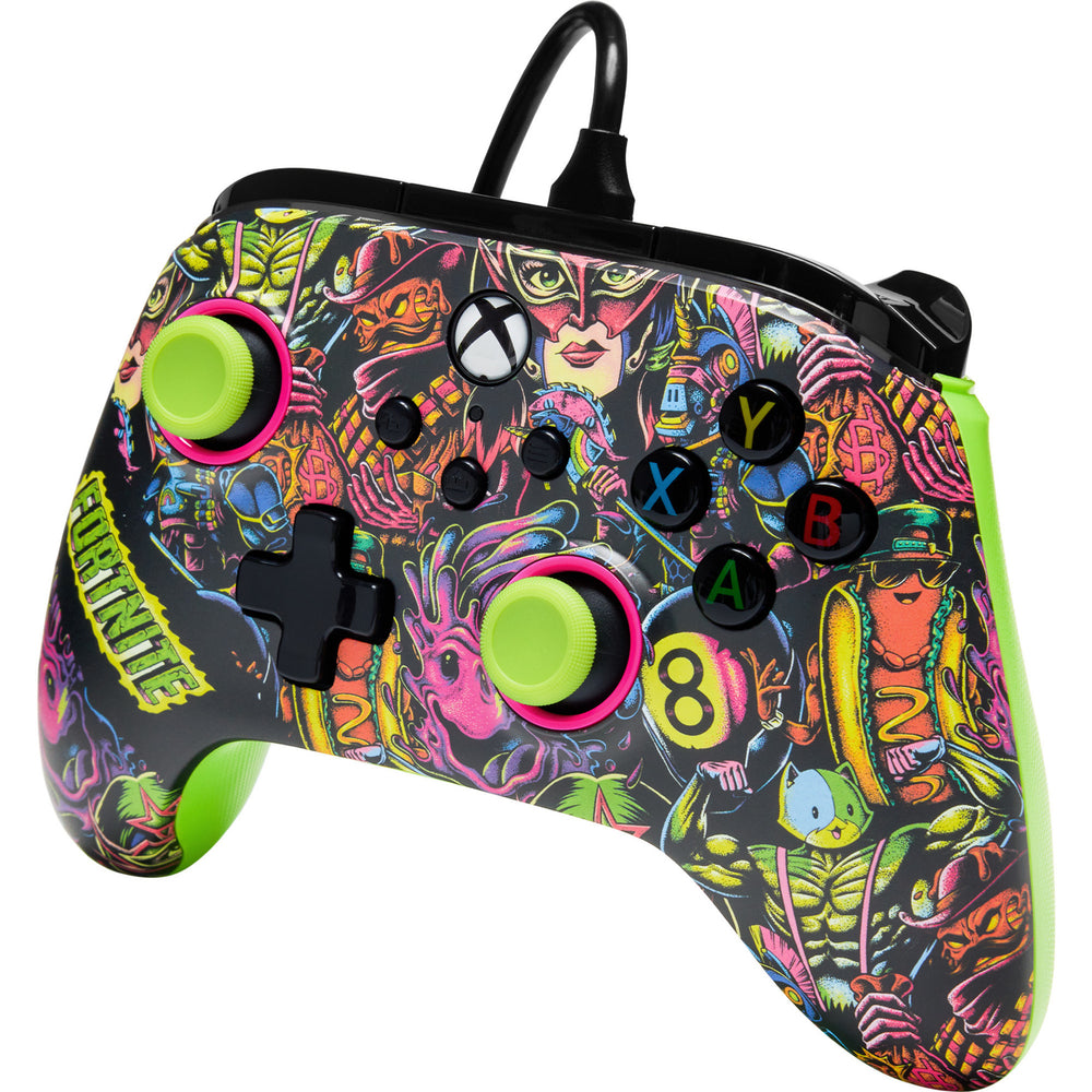 Powera advantage controller met kabel voor de xbox series x|s - fortnite: glow (neongroen, xbox series x|s, xbox one, pc)