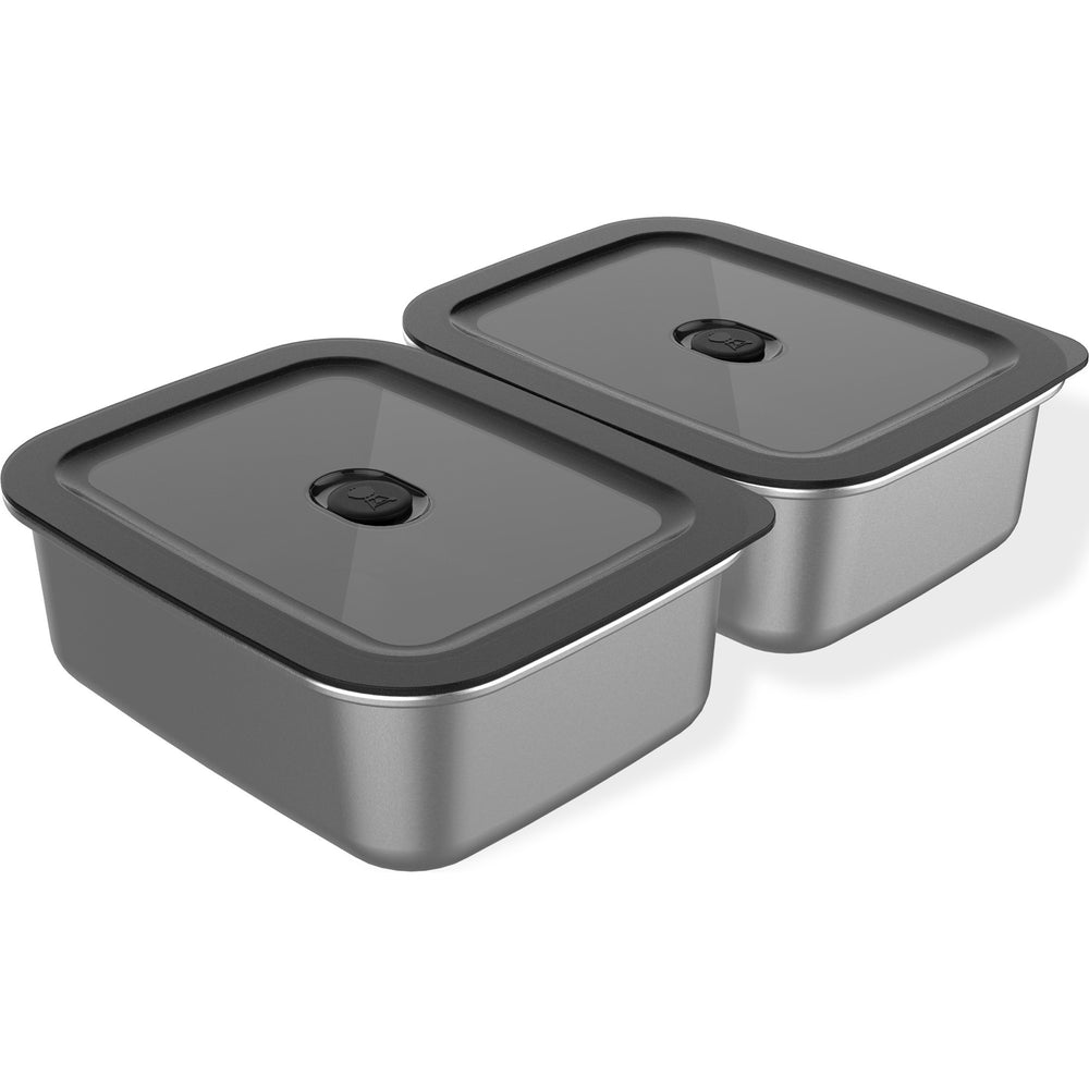 Weber works prep containers (set van 2) (roestvrij staal, 2 roestvrijstalen vershoudbakjes met deksel, 1,8 liter per bakje)