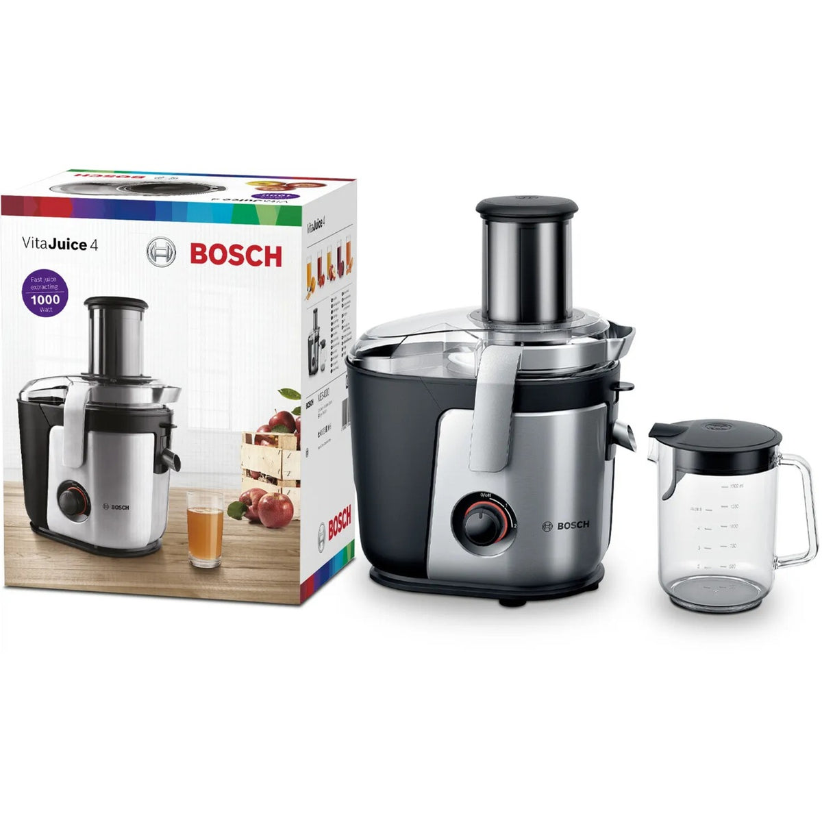 Bosch sapcentrifuge vitajuice 4 1000 w (zilver zwart)