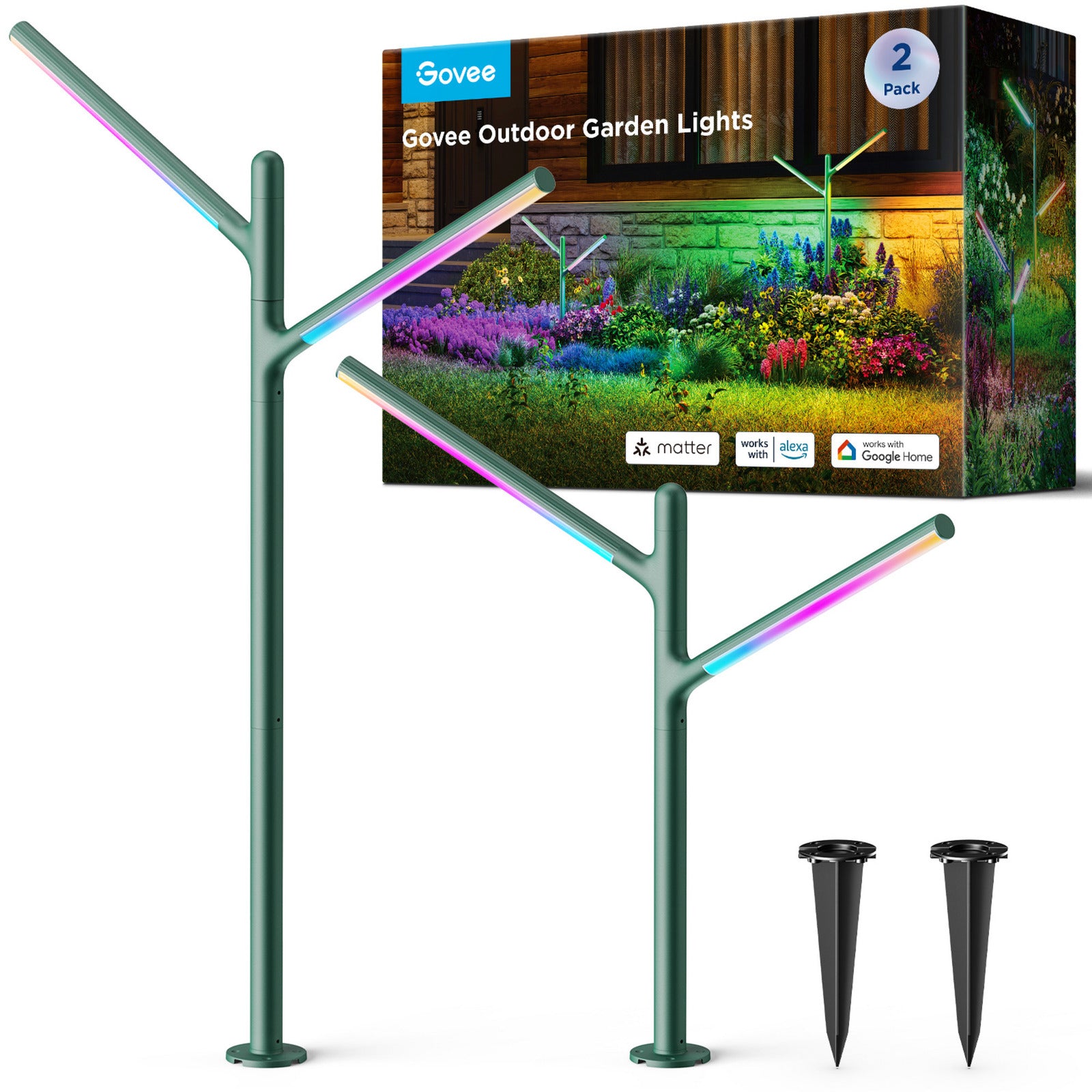 Govee outdoor garden lights slimme tuinverlichting matter rgbww 2 stuks